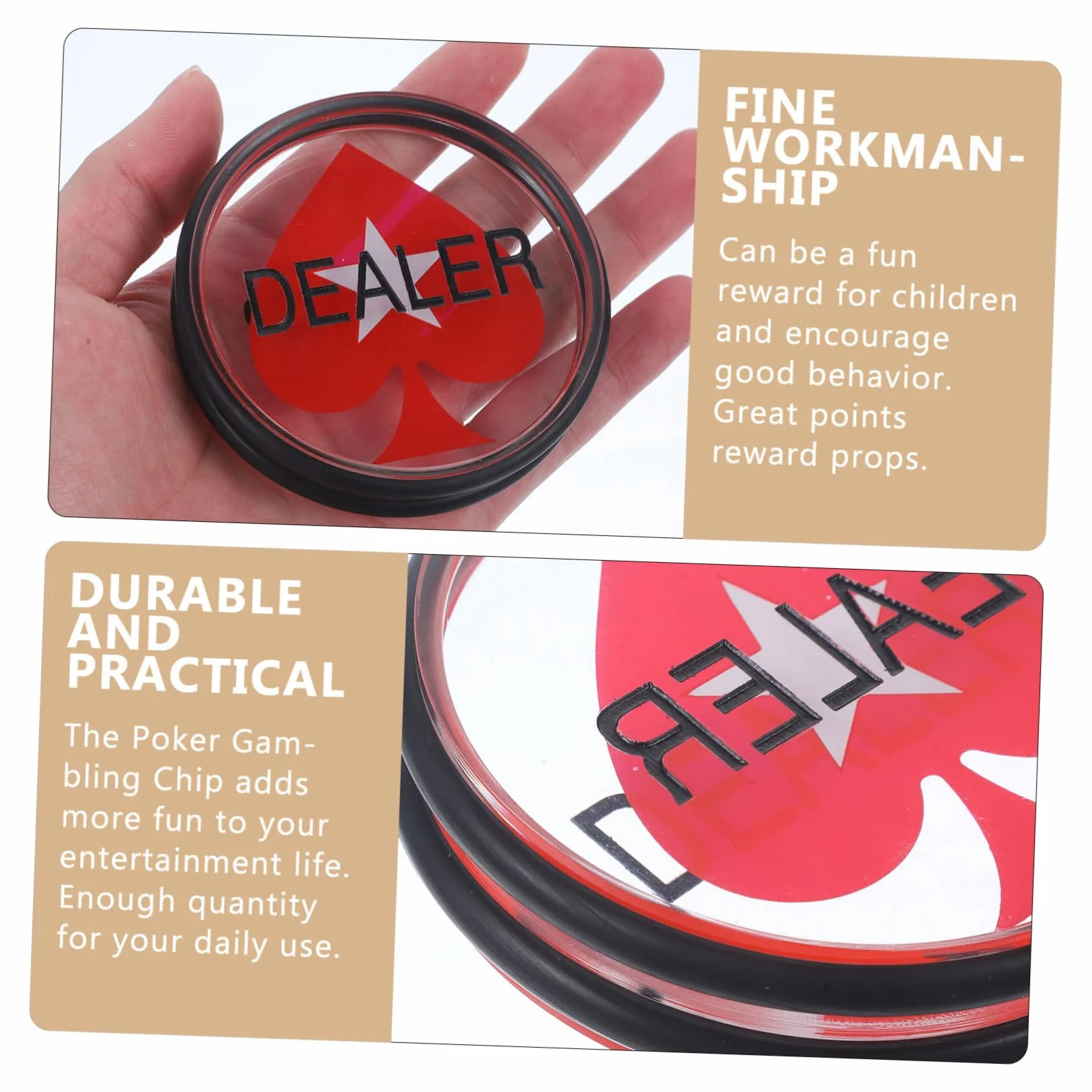 Acrílico Poker Dealer Button Doble Cara Robusto Ligero para Poker Accesorios de Juego y Contador de Tarjetas para Holdem y Accesorios de Juego