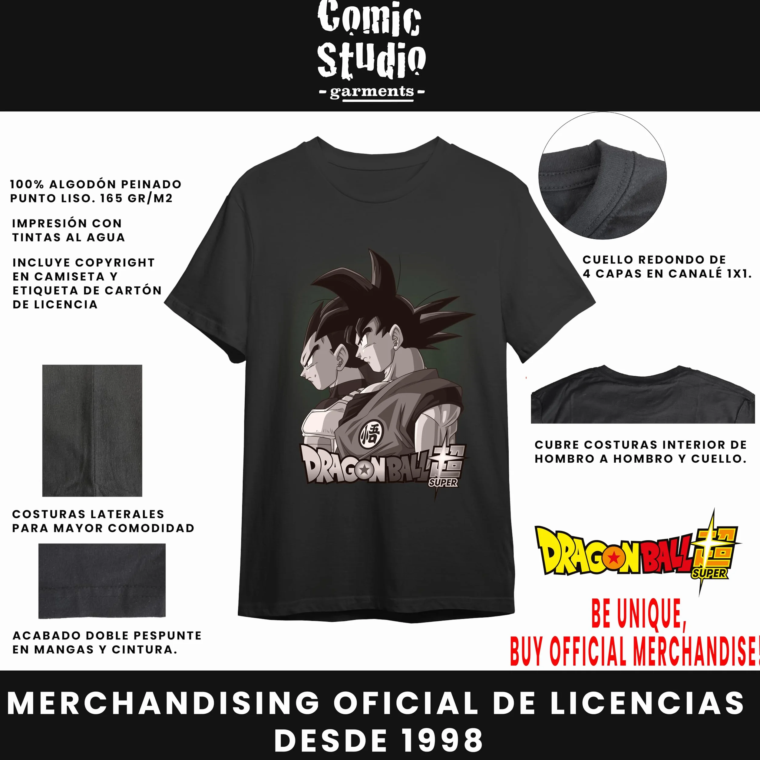 Dragon Ball Super Goku & Vegeta Black Short Sleeve T-Shirt Unisex Adulto Pack de 1