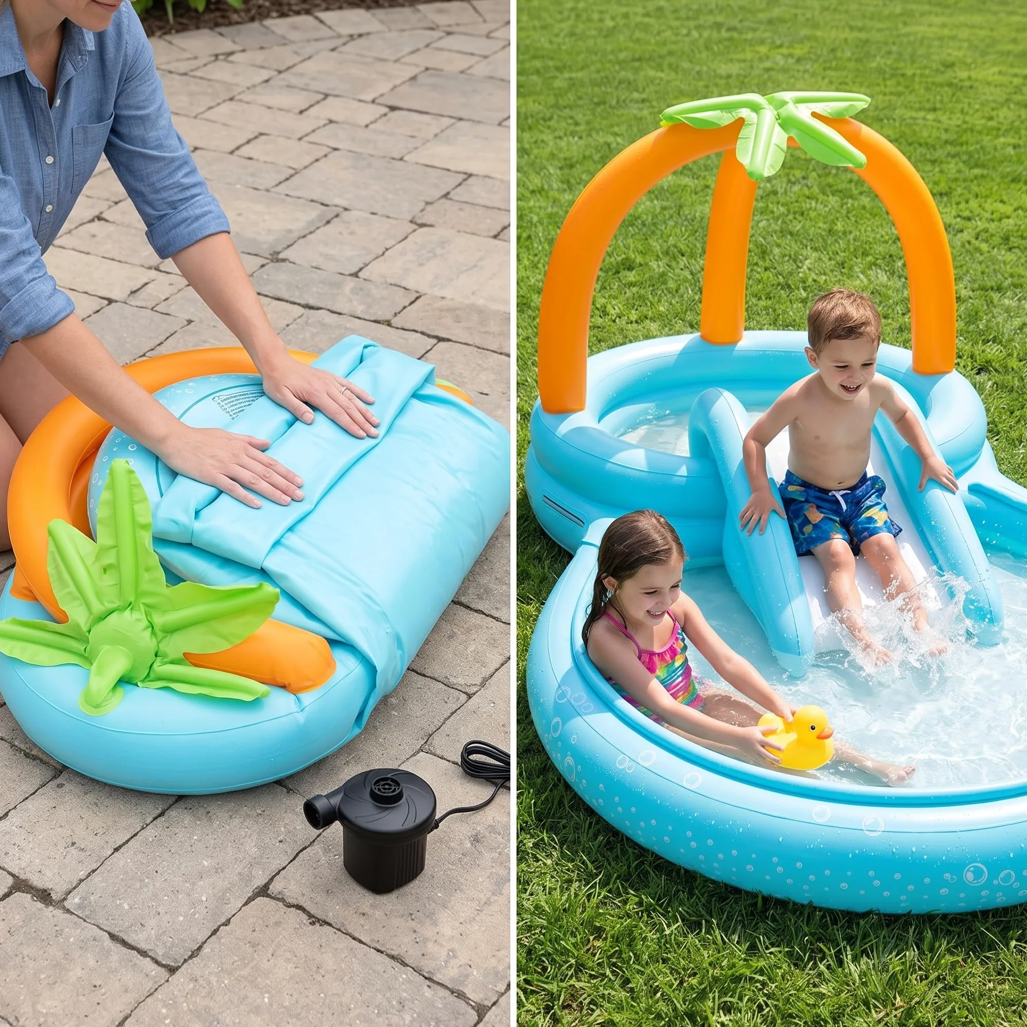 Piscina Hinchable Infantil: Centro Juegos Acuático PVC para Niños 4 a 6 Años