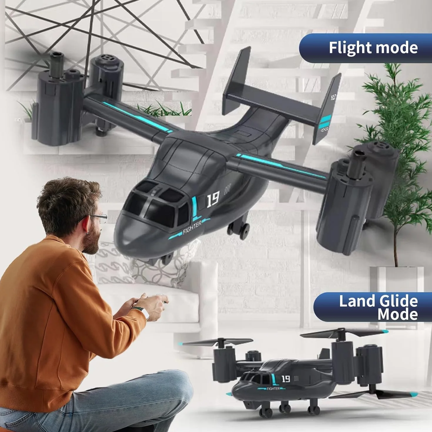 OBEST Helicóptero Teledirigido con Cámara 1080P, Mini RC FPV Drone Juguete, 2 Baterías