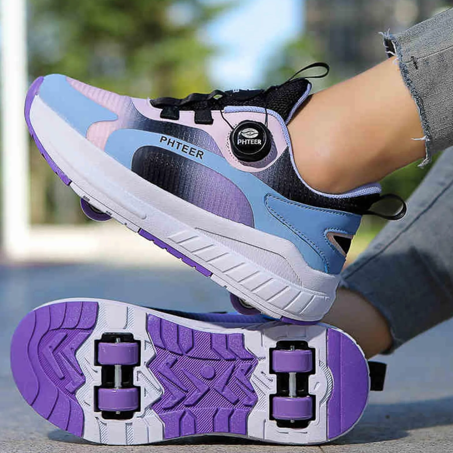 Zapatillas Deportivas con Ruedas para niños, Calzado de Skateboarding 2 en 1 Retráctil
