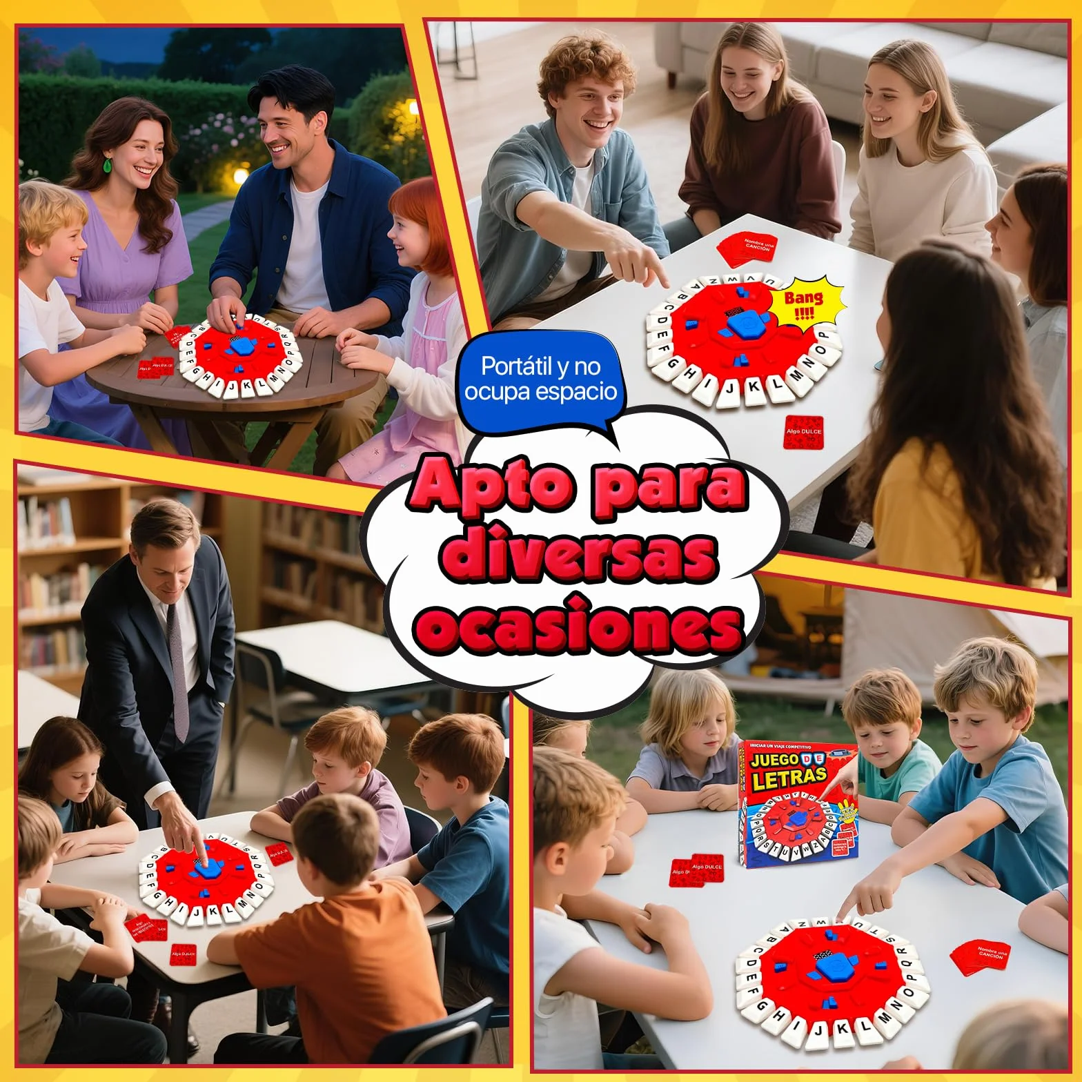 RoserRose Juego de Mesa en Español, Juego de Palabras, 2 Modos de Juego, 35 Tarjetas (140 Categorías), Portátil y Educativo, Ideal para Familias y Fiestas (A)