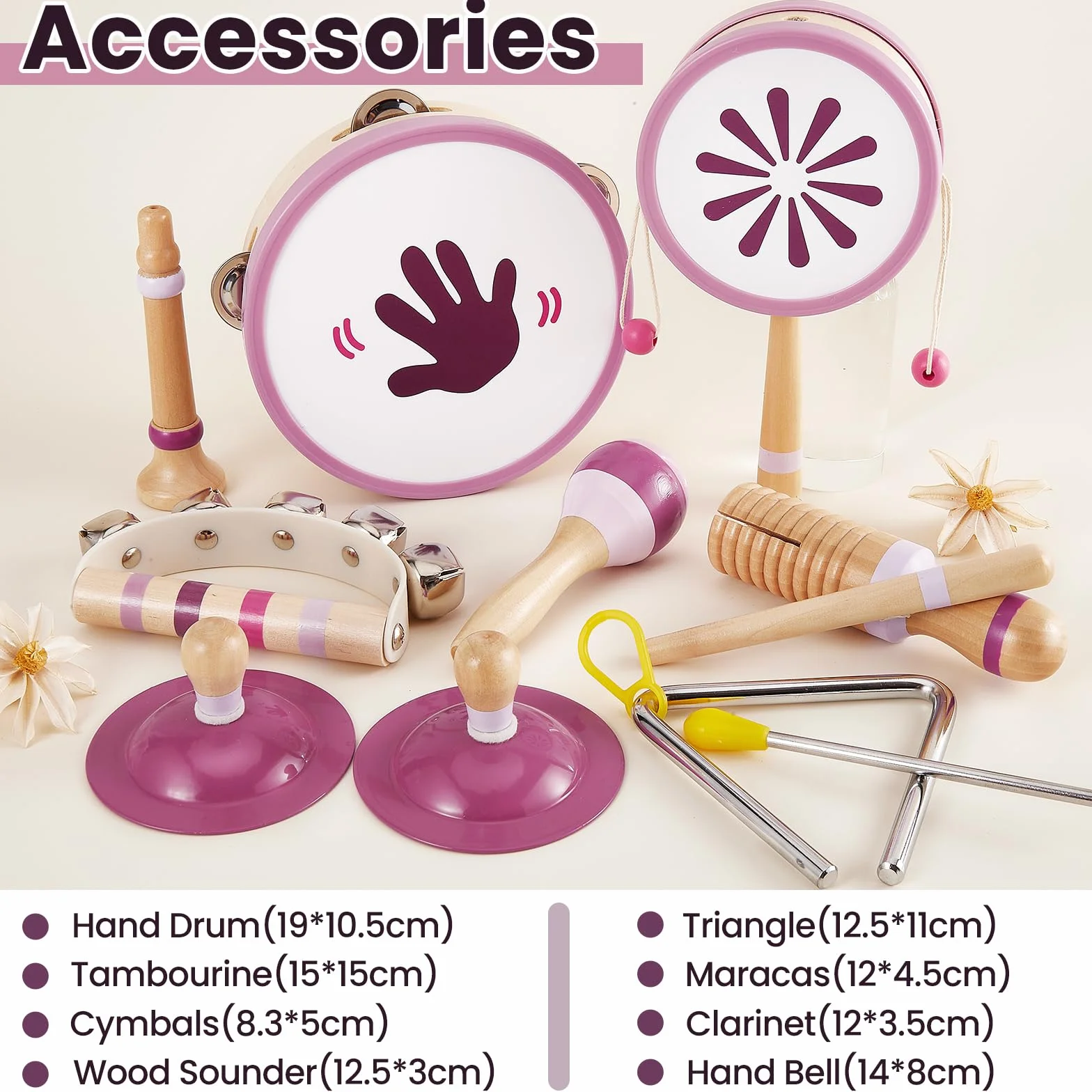 Buyger Instrumentos Musicales para Bebés, Juguete Montessori de Madera para Niños 1 2 3 años, IInstrumentos de Percusión Infantiles, Regalo para Niños Niñas (Cumpleaños/Navidad/Reyes)