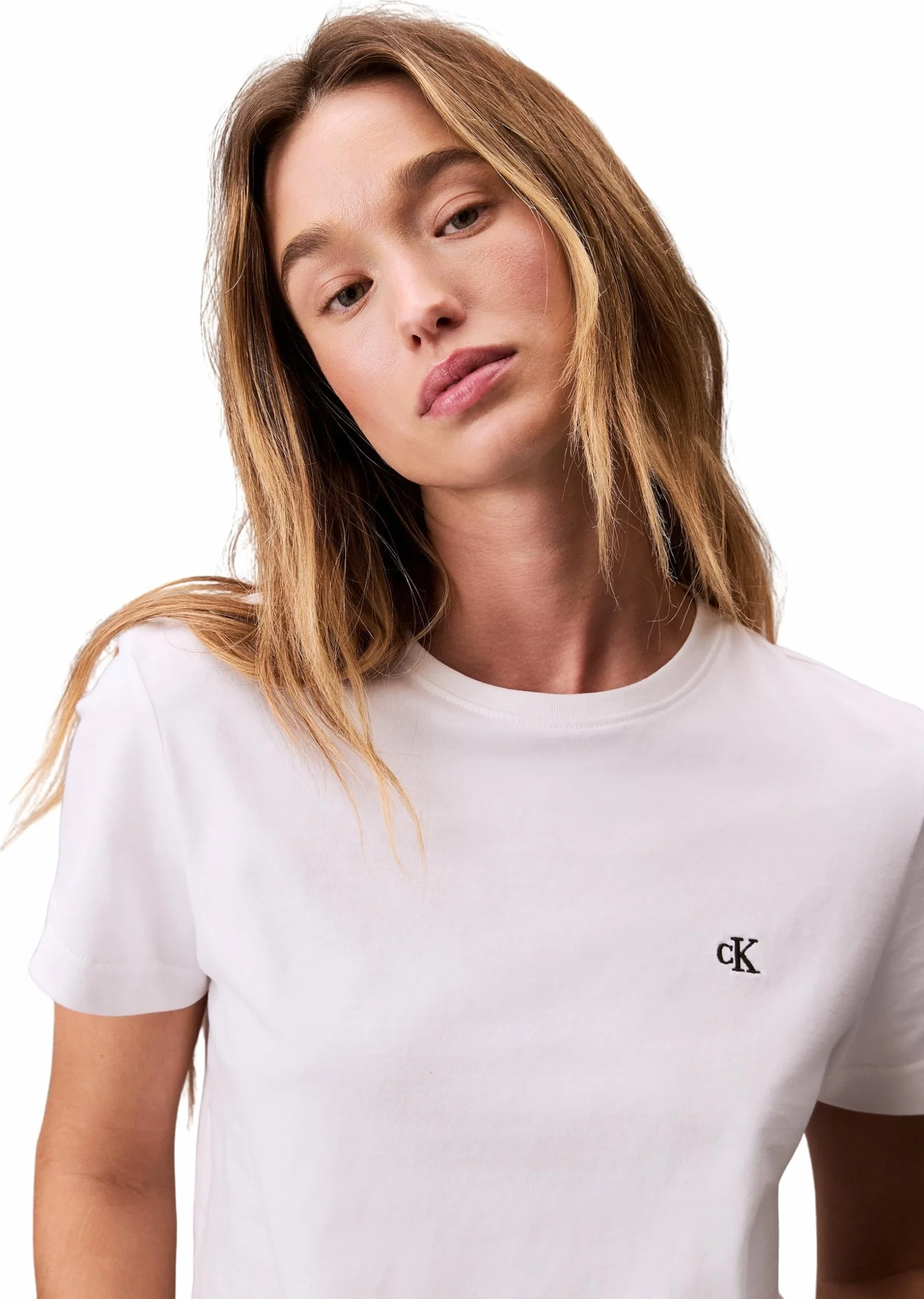 Calvin Klein Camiseta de Manga Corta Mujer Archive Jersey Cuello Redondo