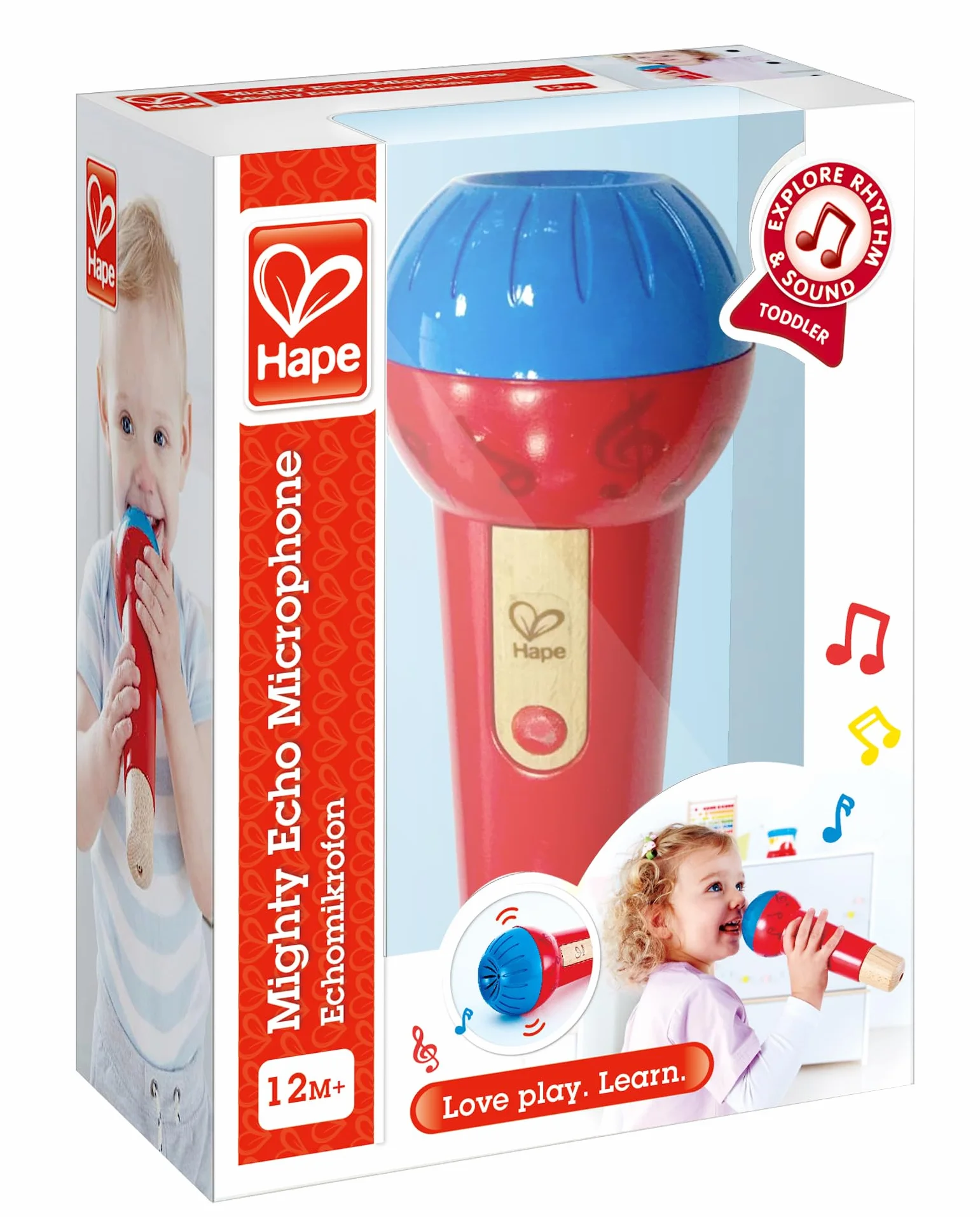 Hape Micrófono Eco Prodigioso, Micrófono de Juguete con Amplificador de Voz Sin Pilas para Niños y Niñas a Partir de 1 Año (el embalaje puede variar)