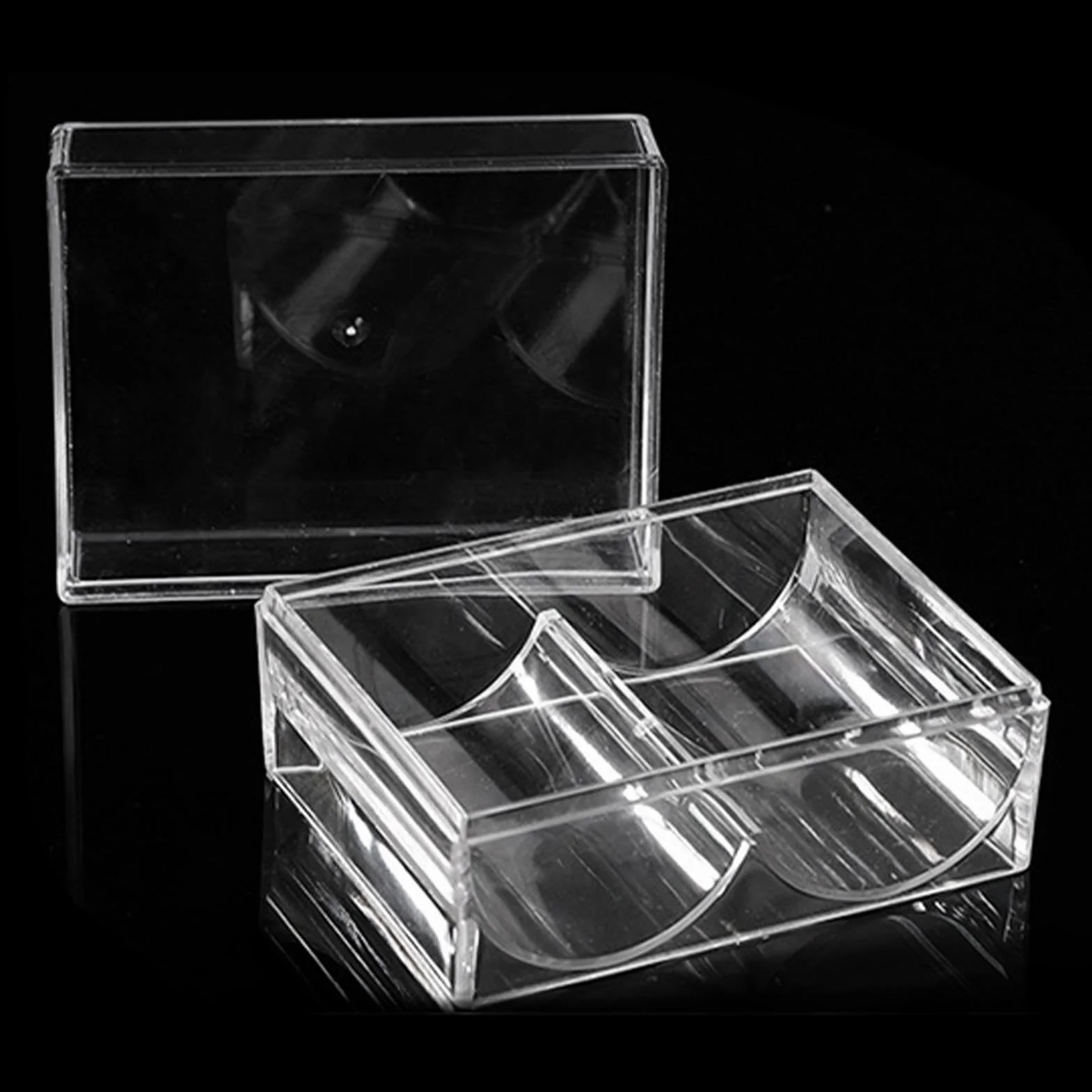 Bandeja de almacenamiento de fichas – Soporte para 40 fichas de póquer de tamaño estándar | Soporte de cartas de acrílico transparente reutilizable con tapa a prueba de polvo, accesorios de mesa de