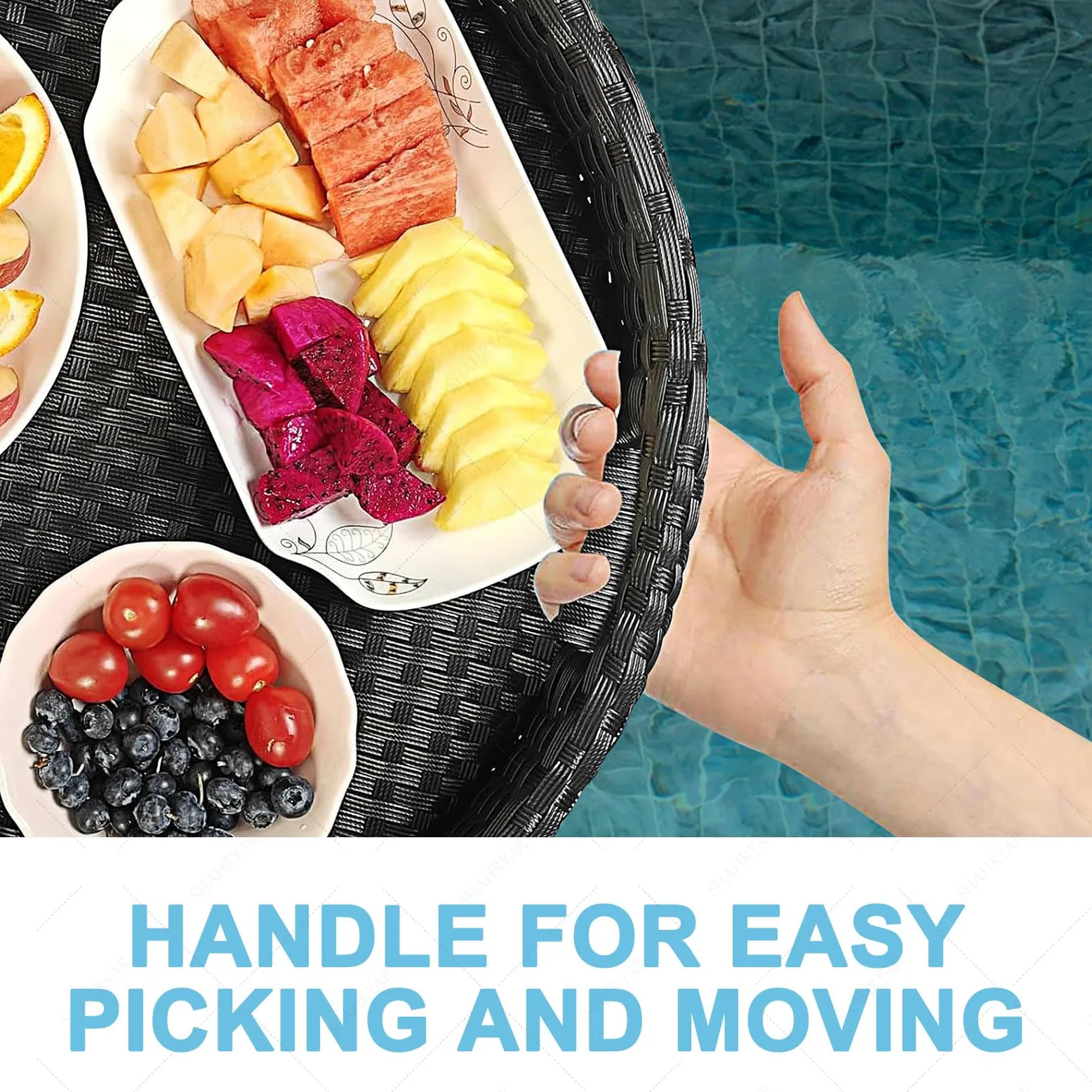 Bandeja Flotante para Piscina para Comida Y Bebidas - Redonda De 60 Cm, Soporta Una Carga De 5 A 7 Kg. Ideal para Piscinas Al Aire Libre En Hoteles Y Alojamient(Café-Rectángulo)