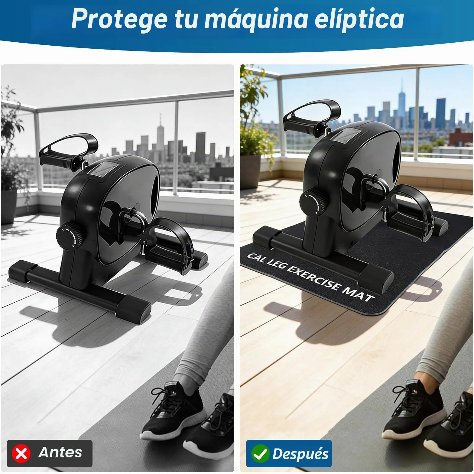 Alfombra de Gimnasio 60x40cm Antideslizante Antirruido Protección Suelo para Máquinas Cardio