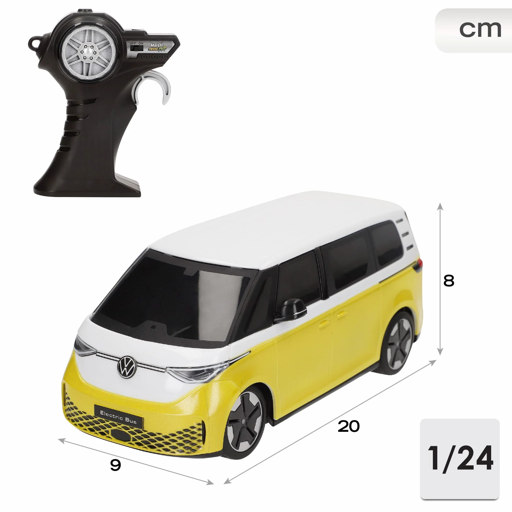 Maisto Tech RC Coche teledirigido Volkswagen Electric Bus, Licencia oficial, Escala 1/24, Alta velocidad, 2.4 GH.z, Cable USB incluido, Coches teledirigidos, Deportivo radiocontrol (78028)