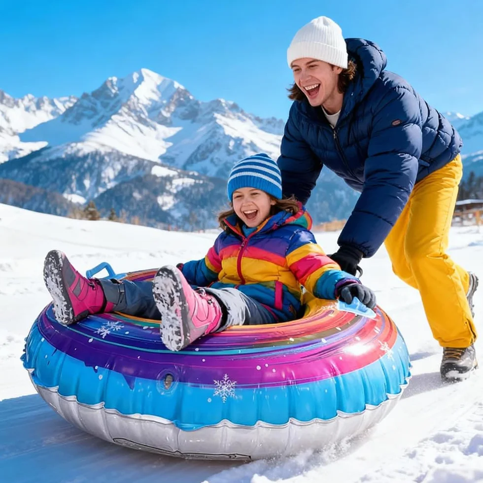 Tabla de Trineo de Nieve para Niños, Juego de Bob Plástico, Snowboard Unisex para Niño y Adulto