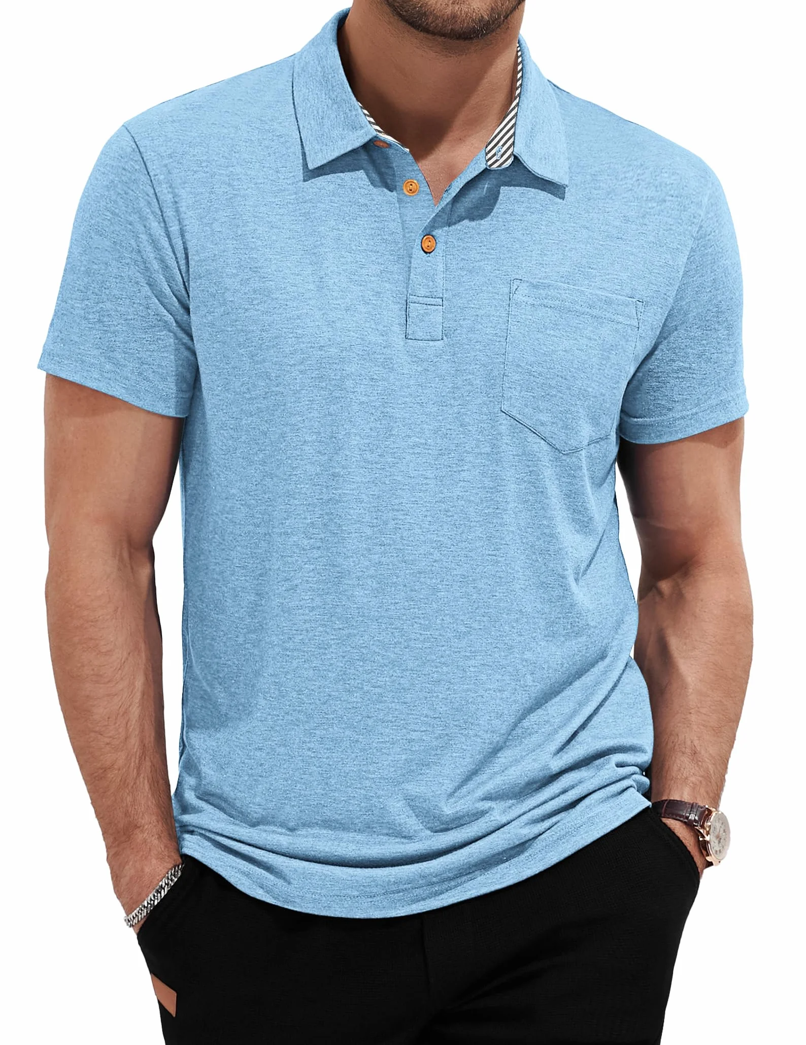 TARAINYA Polo Hombre Algodón Manga Corta con Bolsillo