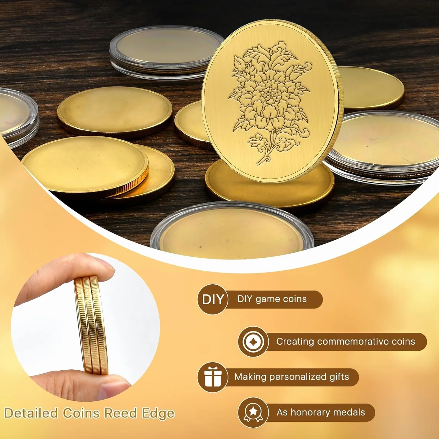 20 Piezas Monedas de Desafío 40 mm Metal Estampado en Blanco Redondas Grabadas para Artesanía Joyería