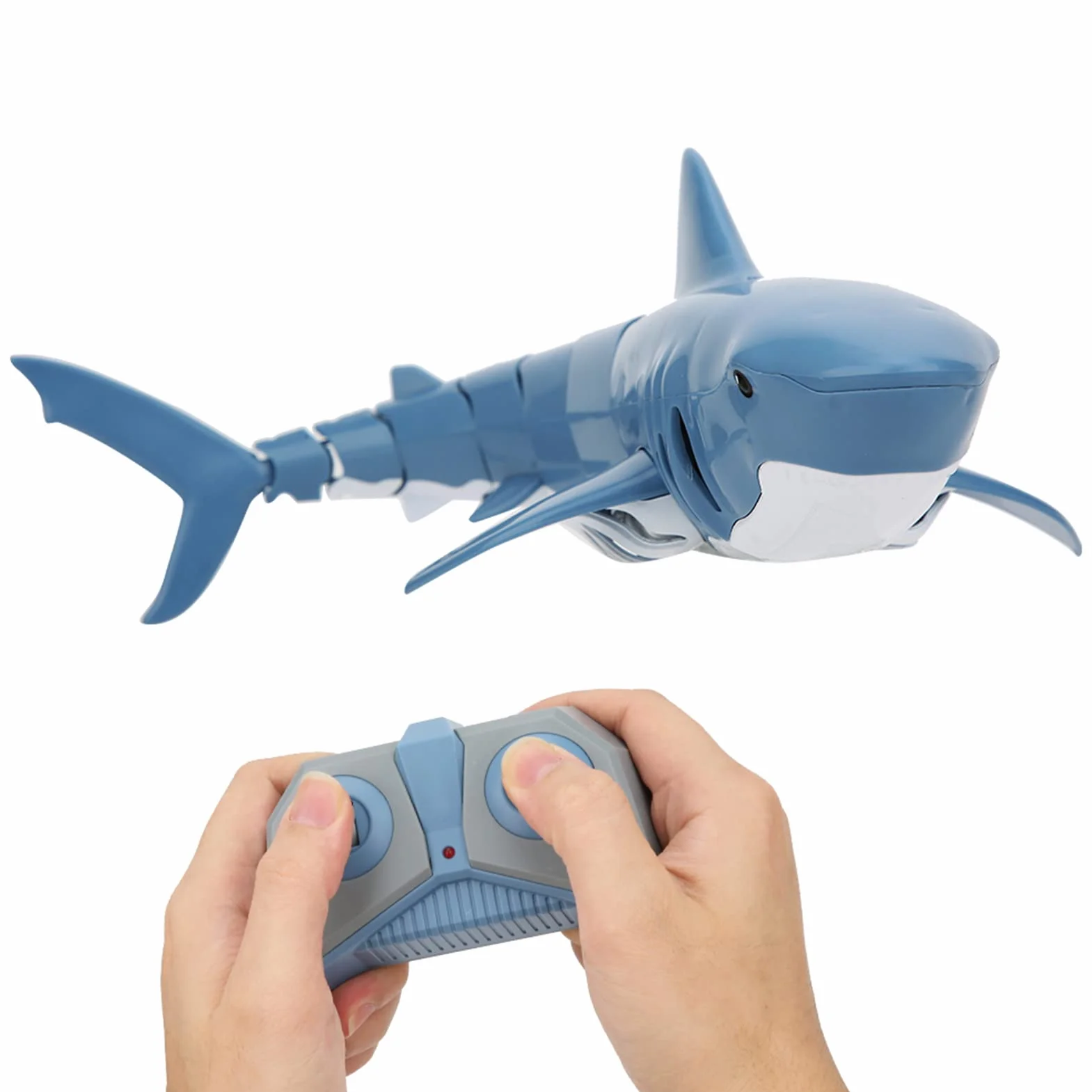 Juguete tiburón teledirigido 2.4G RC Simulación tiburón Juguetes de buceo Juguetes acuáticos teledirigidos recargables por USB Juguete flotante para niños (Azul)