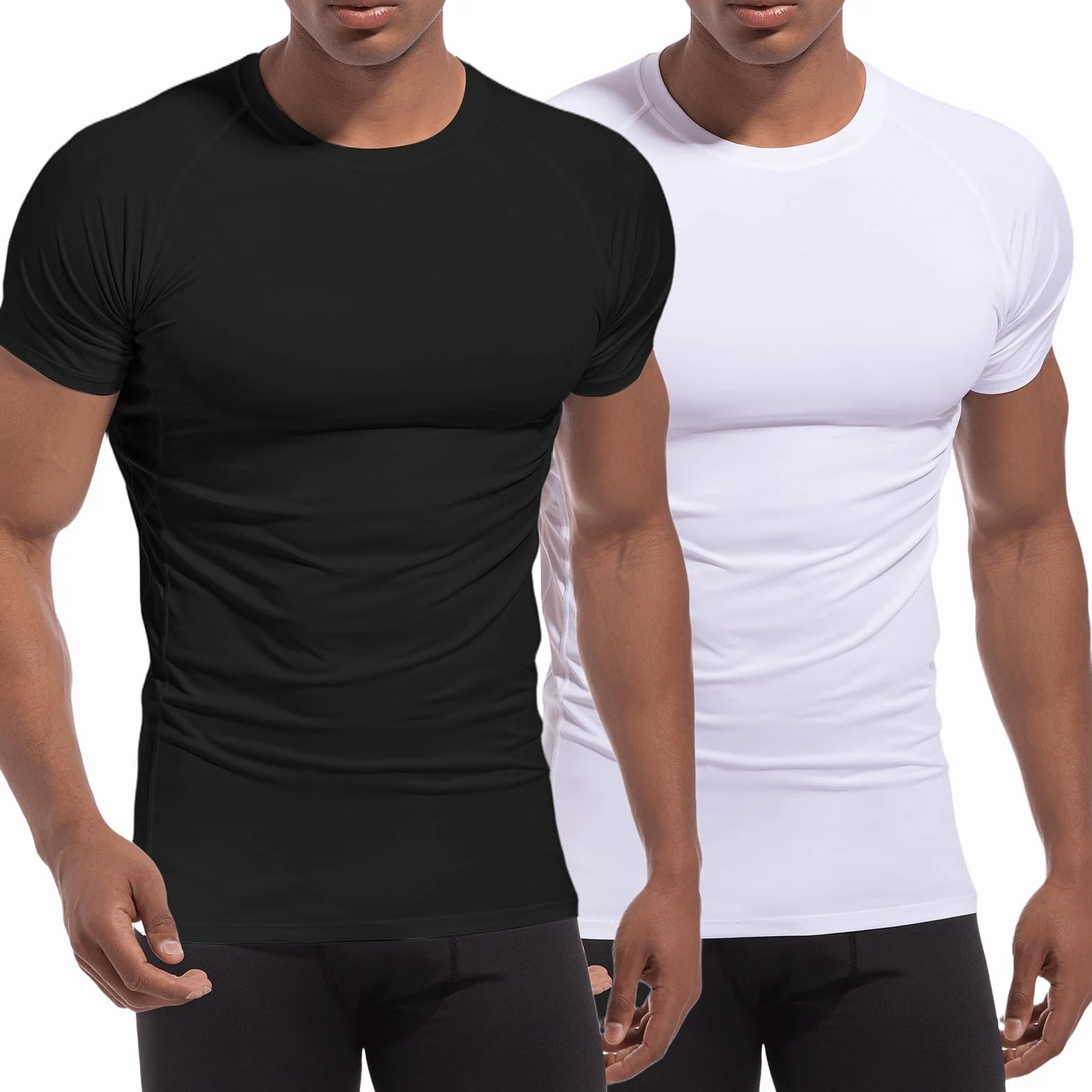 Camiseta de Compresión Hombre Manga Corta Running Secado Rápido Malla Gimnasio Deportes
