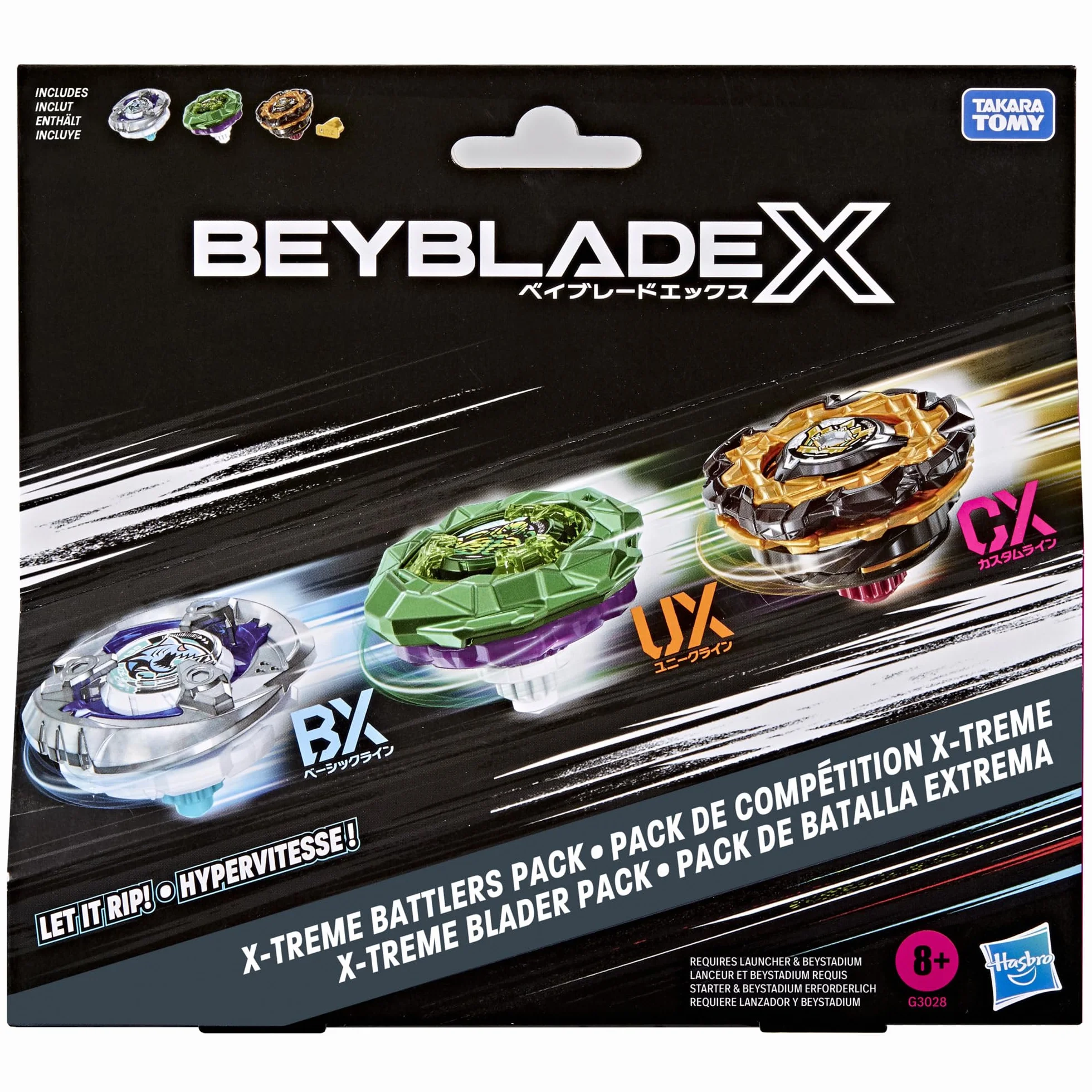 Beyblade X, Pack de Batalla Extrema, Incluye 3 Tops de Batalla Beyblade X Takara Tomy, Edad: A Partir de 8 años