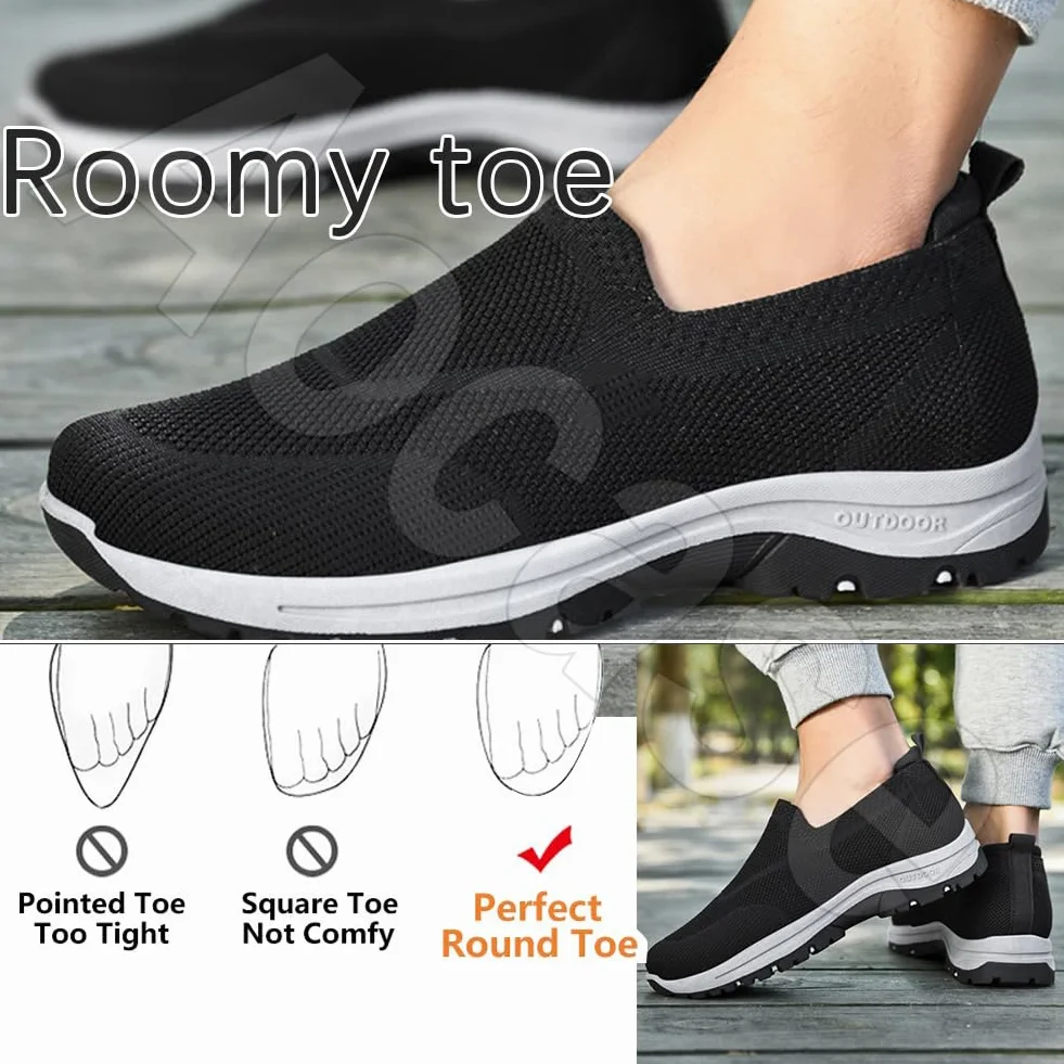 Zapatillas Fascitis Plantar Hombre Sin Cordones Deportivas Malla Zapatos Ortopédicos Caminar Azul 46