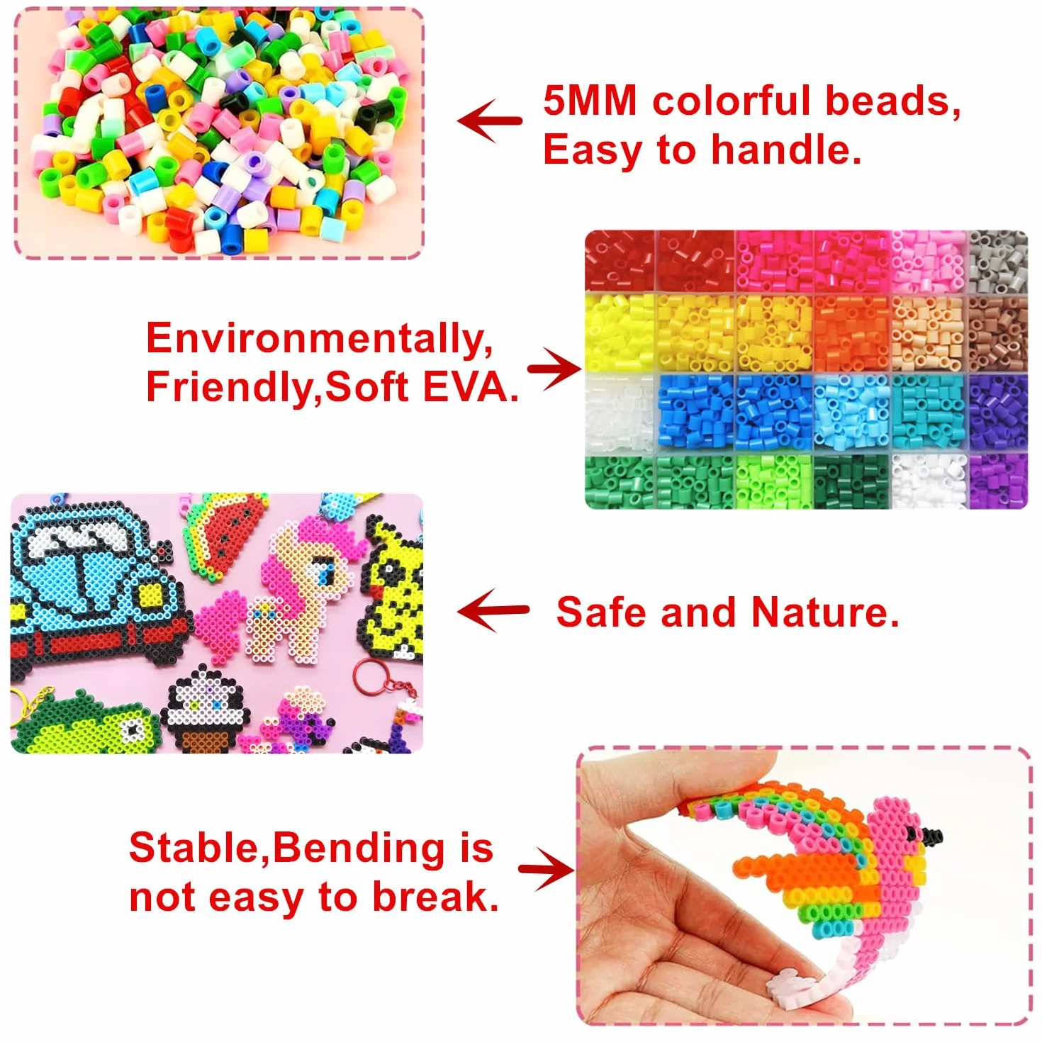 vytung Cuentas Para Planchar, 13000 Pcs 5 mm de Abalorios Cuentas,220 modelos, Plásticos Beads Kit Completo con Papel de Planchado, Plantilla DIY Manualidad para Fiesta ​Cumpleaños Niños