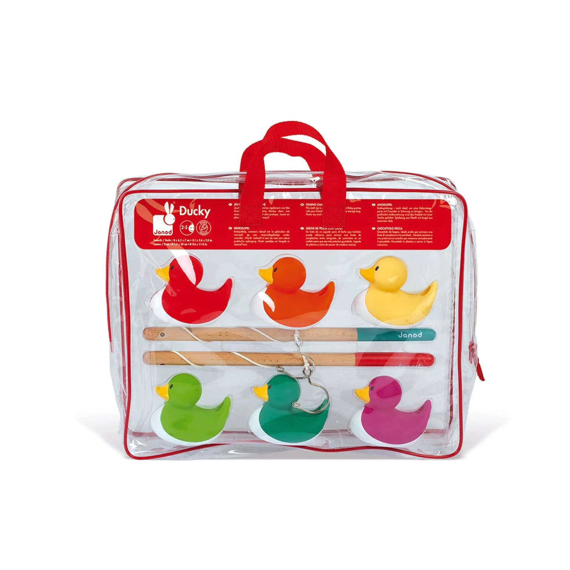 Janod Juego de Pesca Patos Ducky Multicolor 6 Patos 2 Cañas Pescar