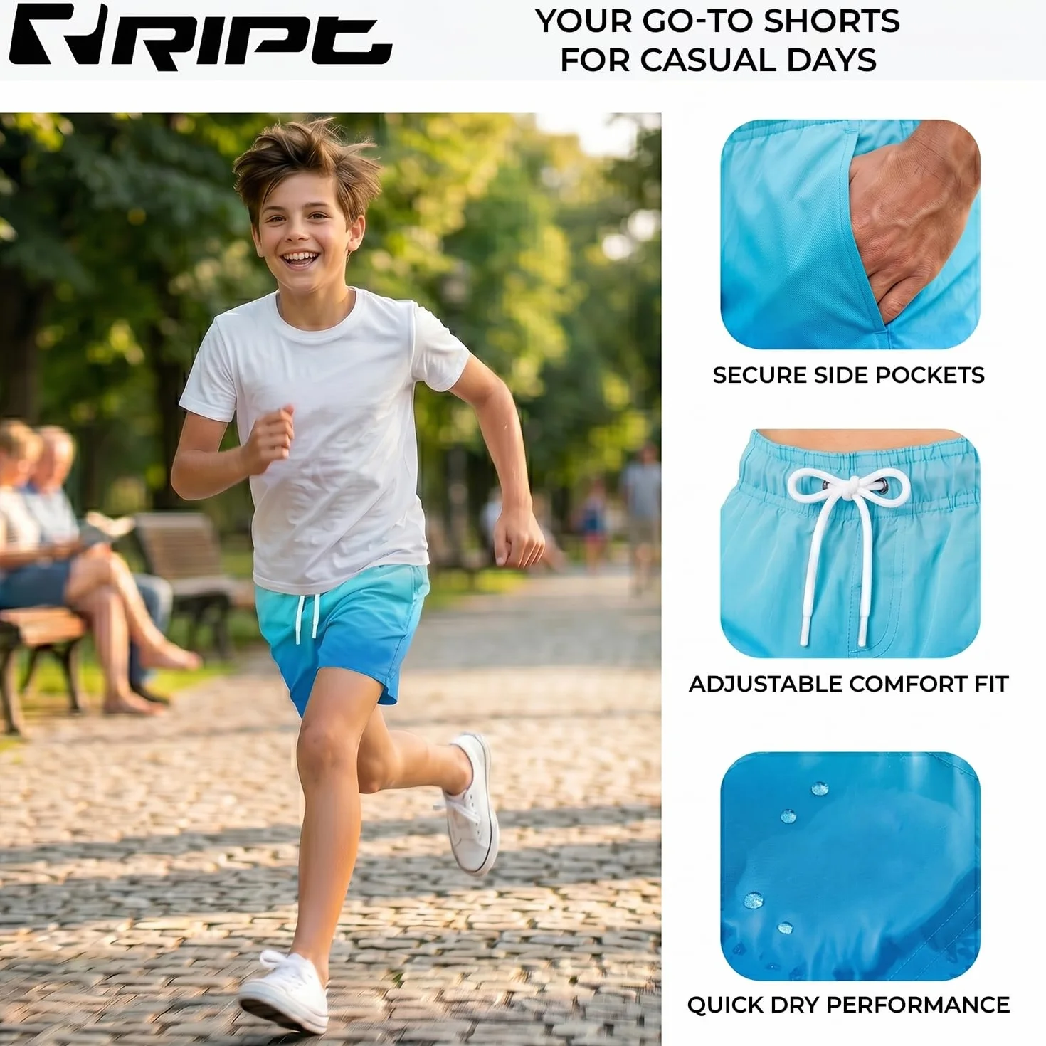 Bañador Niño Secado Rápido – Boardshort con Forro Malla, Protección UV 50, Pantalón Corto Surf
