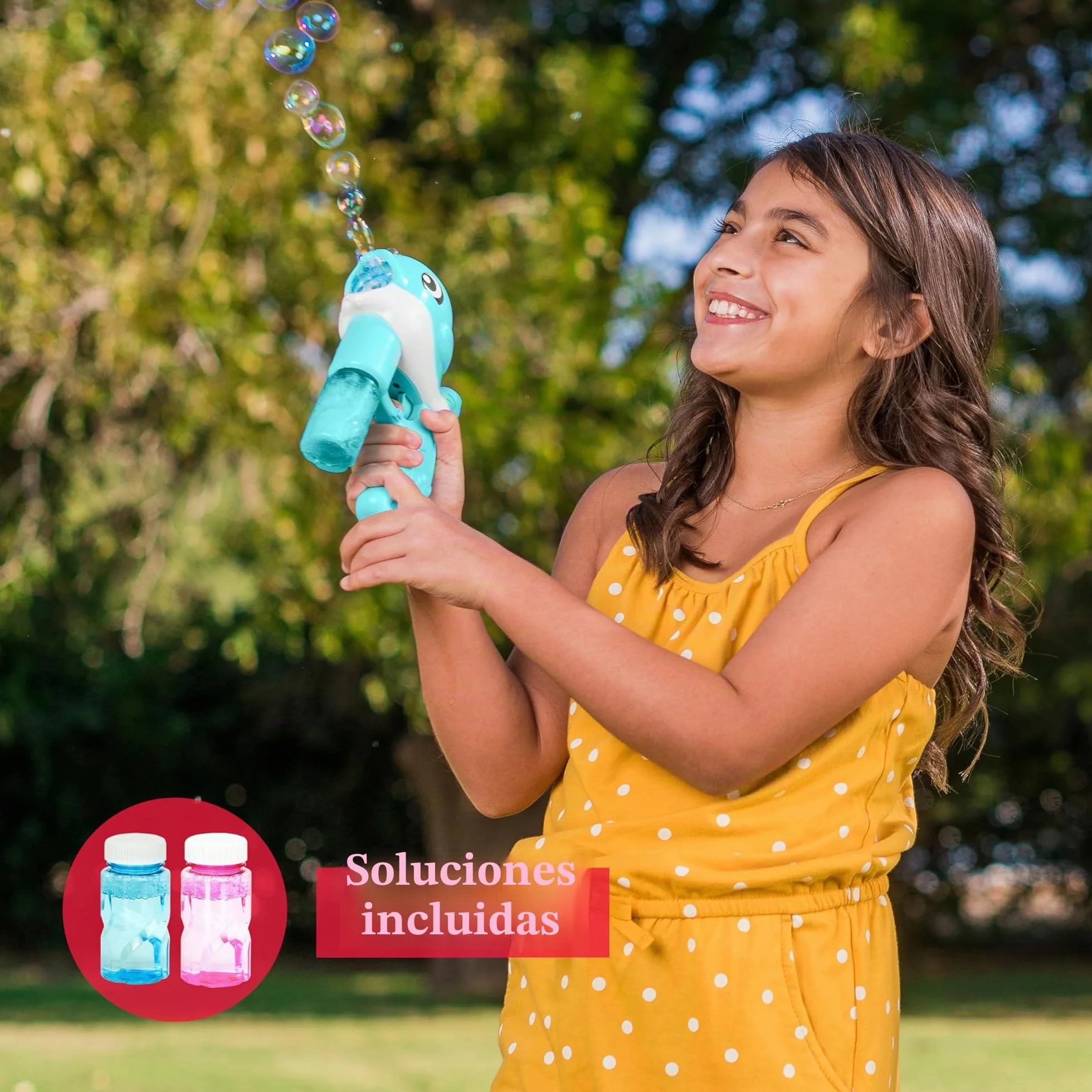 Sloosh 2 Pistolas de Burbujas para Ballenas LED automático con 4 soluciones de Repuesto de Burbujas, Pistola de Burbujas para niños, diversión de Verano para Exteriores, Regalos de Pascua