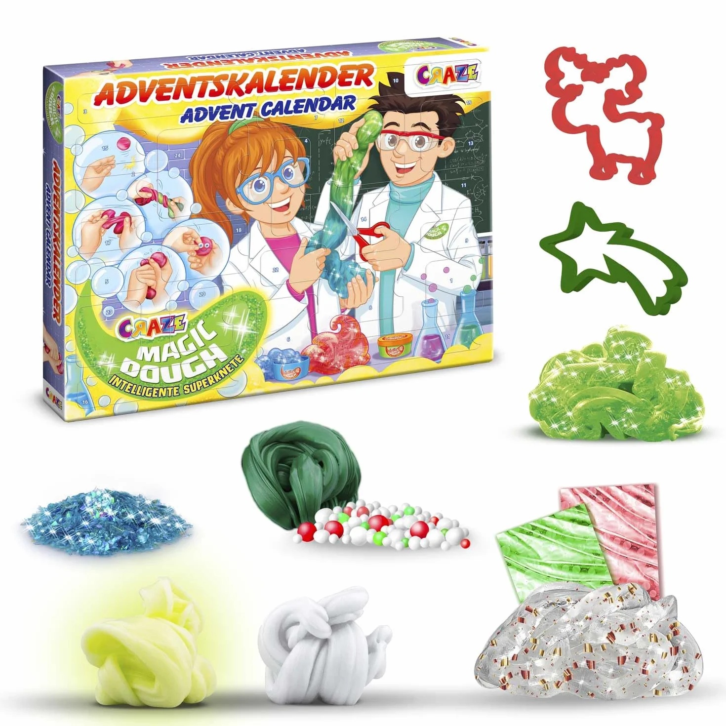 Craze Calendario de Adviento Magic Dough - Calendario de Adviento para Niños y Niñas con Plastilina Inteligente, 24 Grandes sorpresas con Arcilla para modelar