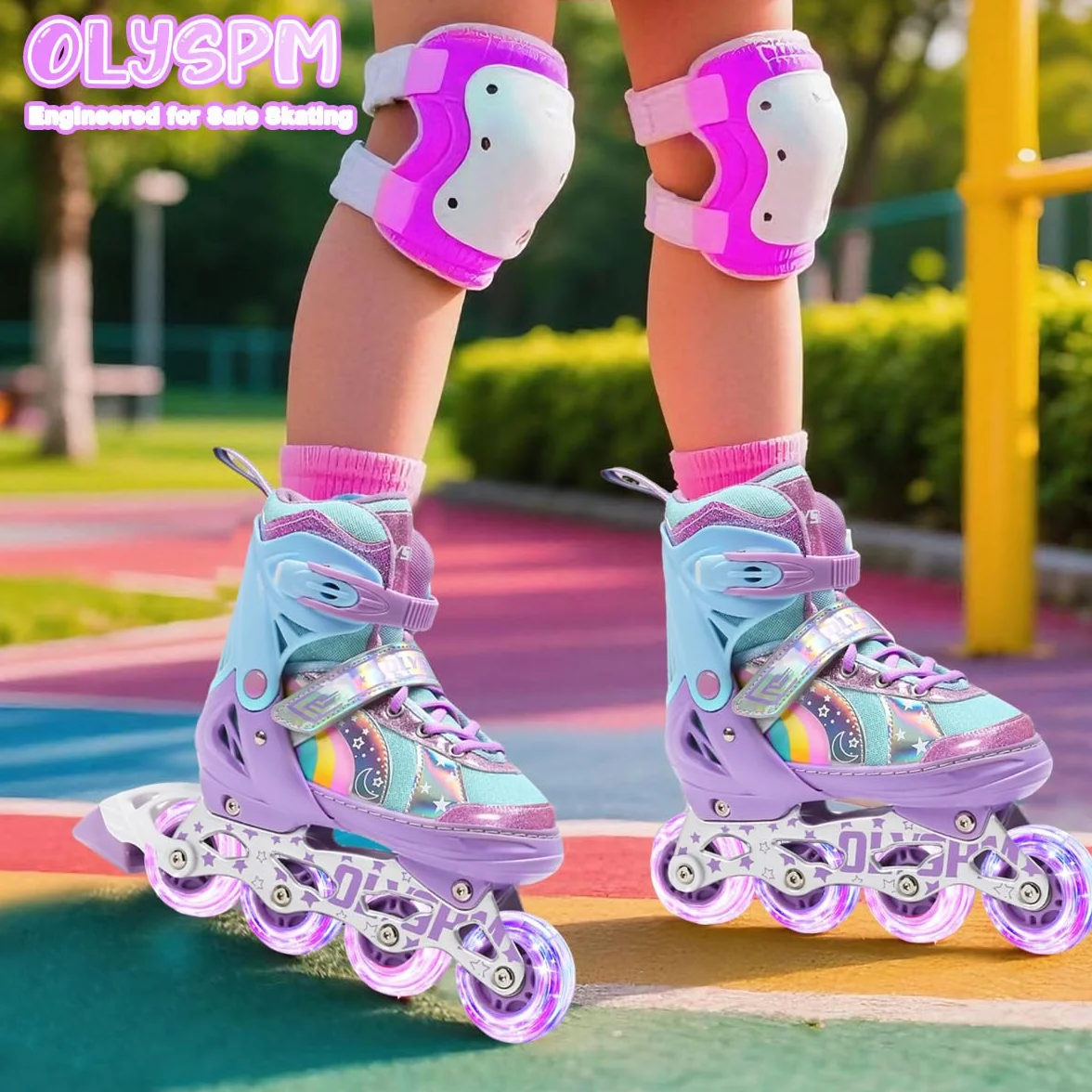 Patines en Línea Ajustables 4 Tamaños para Niña y Niño Interior Exterior