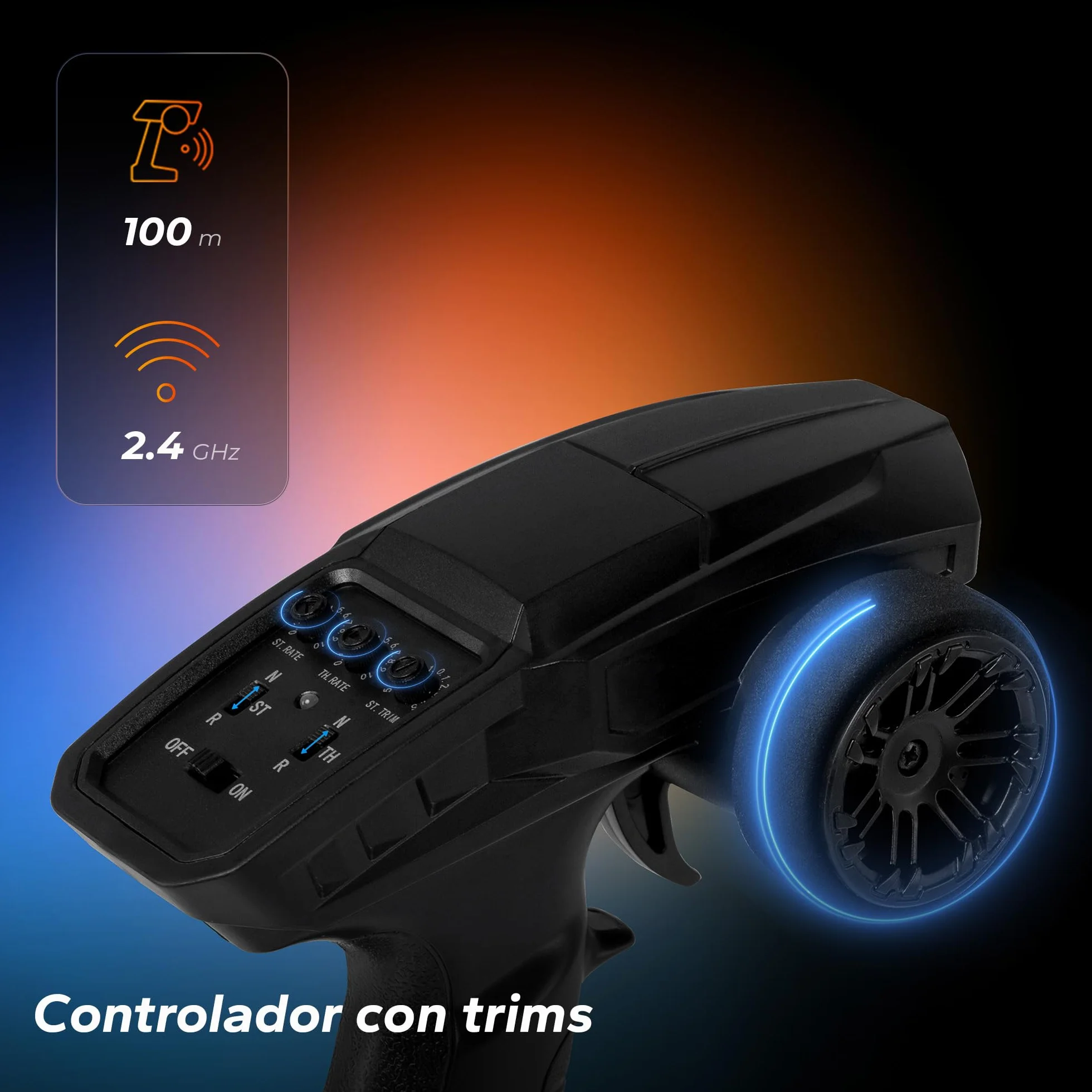 Overmax X-Pace RC Plane 4x4 Speed Tracción 45kmh Alcance 100 Metros Suspensión de Resorte Independiente Luces LED Big Car Conducir sin Cargar: 30 Minutos