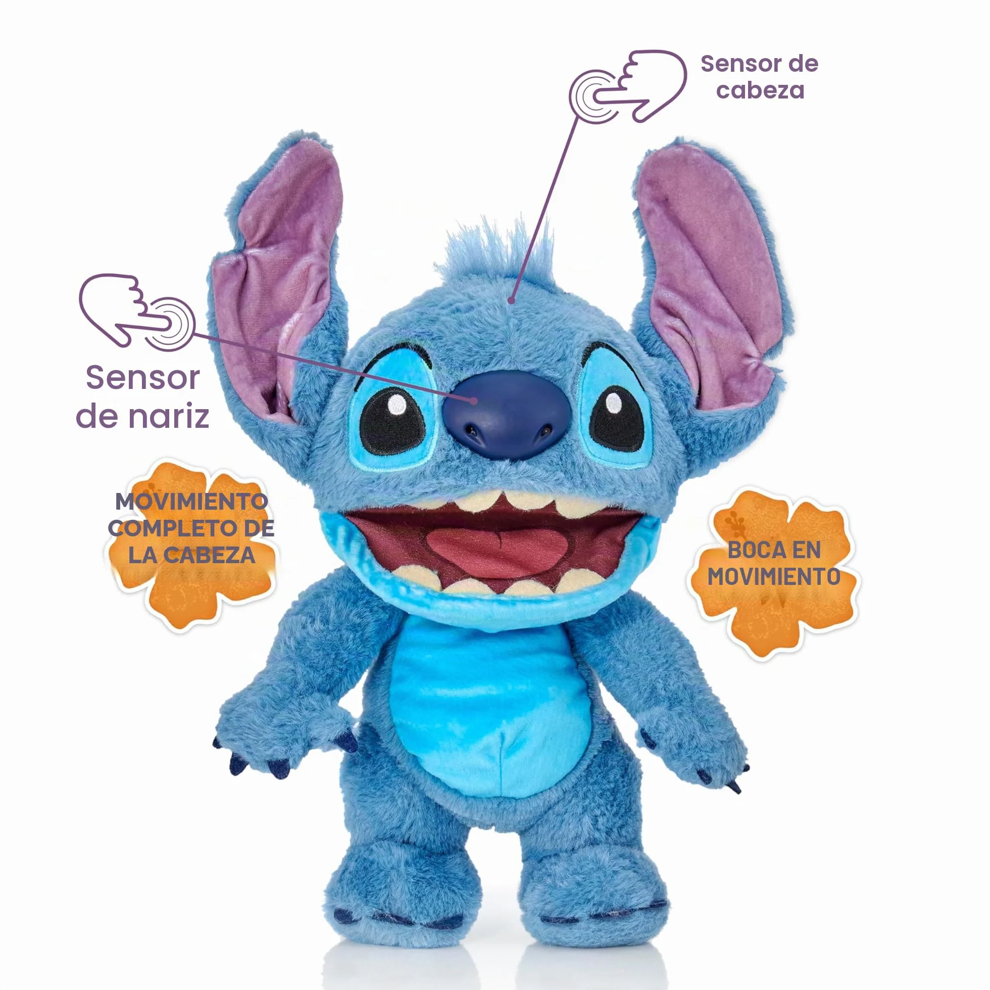 Wow! Stuff Disney Chatty Stitch Deluxe Puppetronic, muñeca animatrónica interactiva con más de 50 Sonidos, Habla y se Mueve, tamaño Aprox. 30 cm, para niños y Adultos