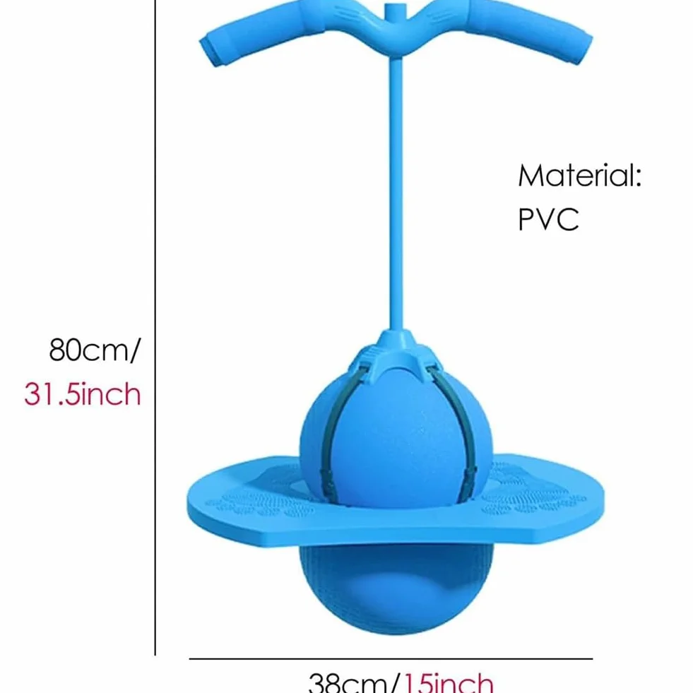 Pogo Jumper Ball for Kids & Adults, Balance Jumping Ball with Handle and Pump, Bounce Jump Trick Board, Strong Grip Deck Sticks for Boys & Girls, Exercise Balance Coordination Ability (Blue)