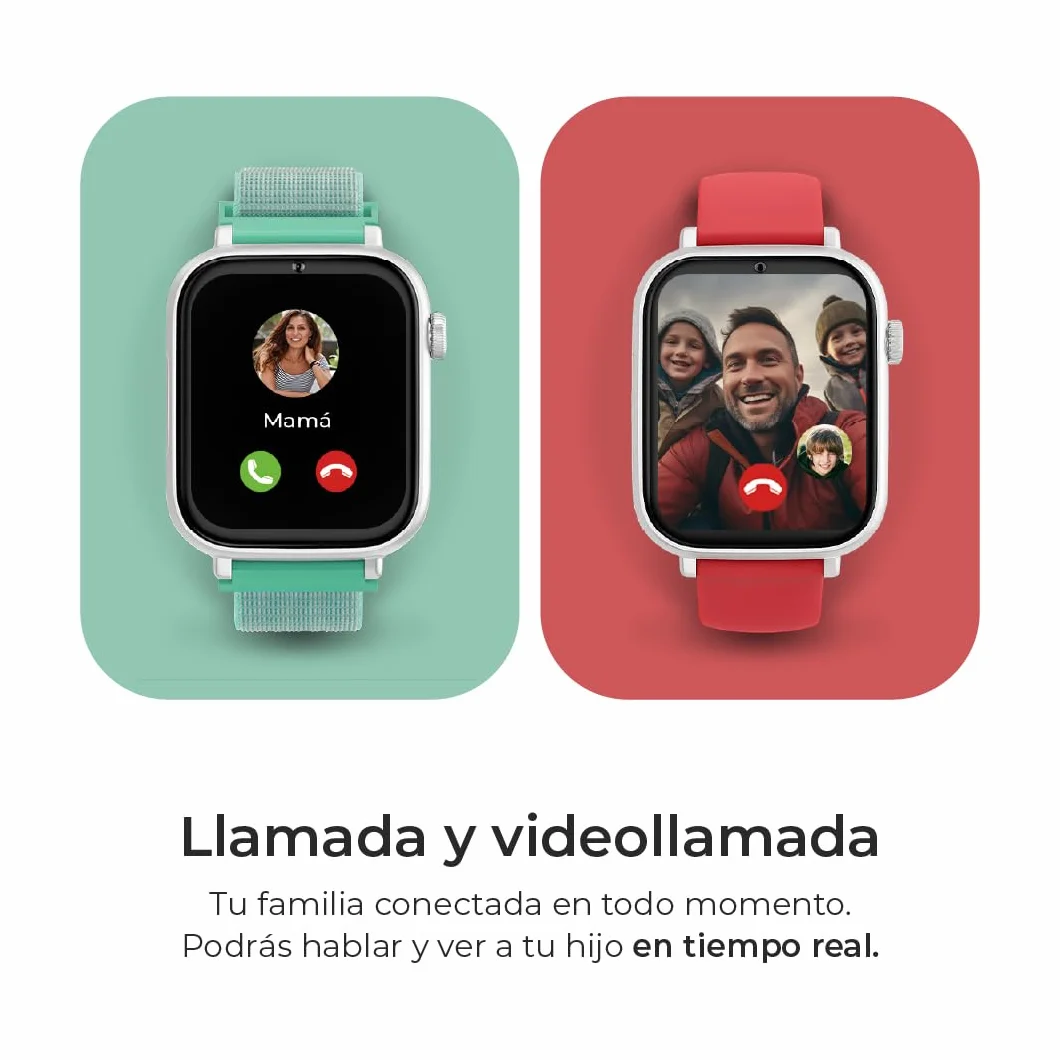 SaveFamily SaveWatch Plus 4G Reloj Inteligente Niño GPS Llamada Vídeo Bluetooth SIM Incluida Esfera Blanca Correa Verde