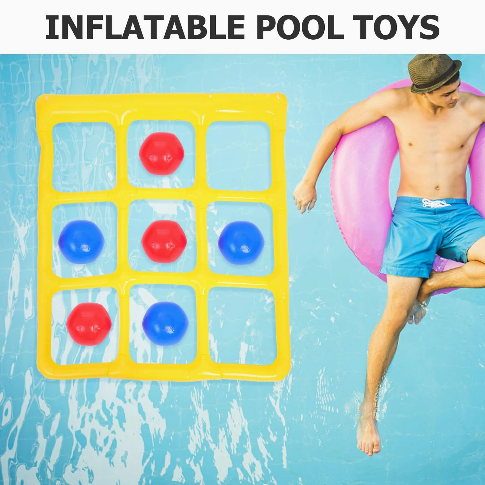 Juguete de Piscina Flotante Inflable de PVC, 1 Set | Decoracion Verano, Juegos de Piscina Inflables, Portátil para Actividades Acuáticas al Aire Libre y Uso Familiar
