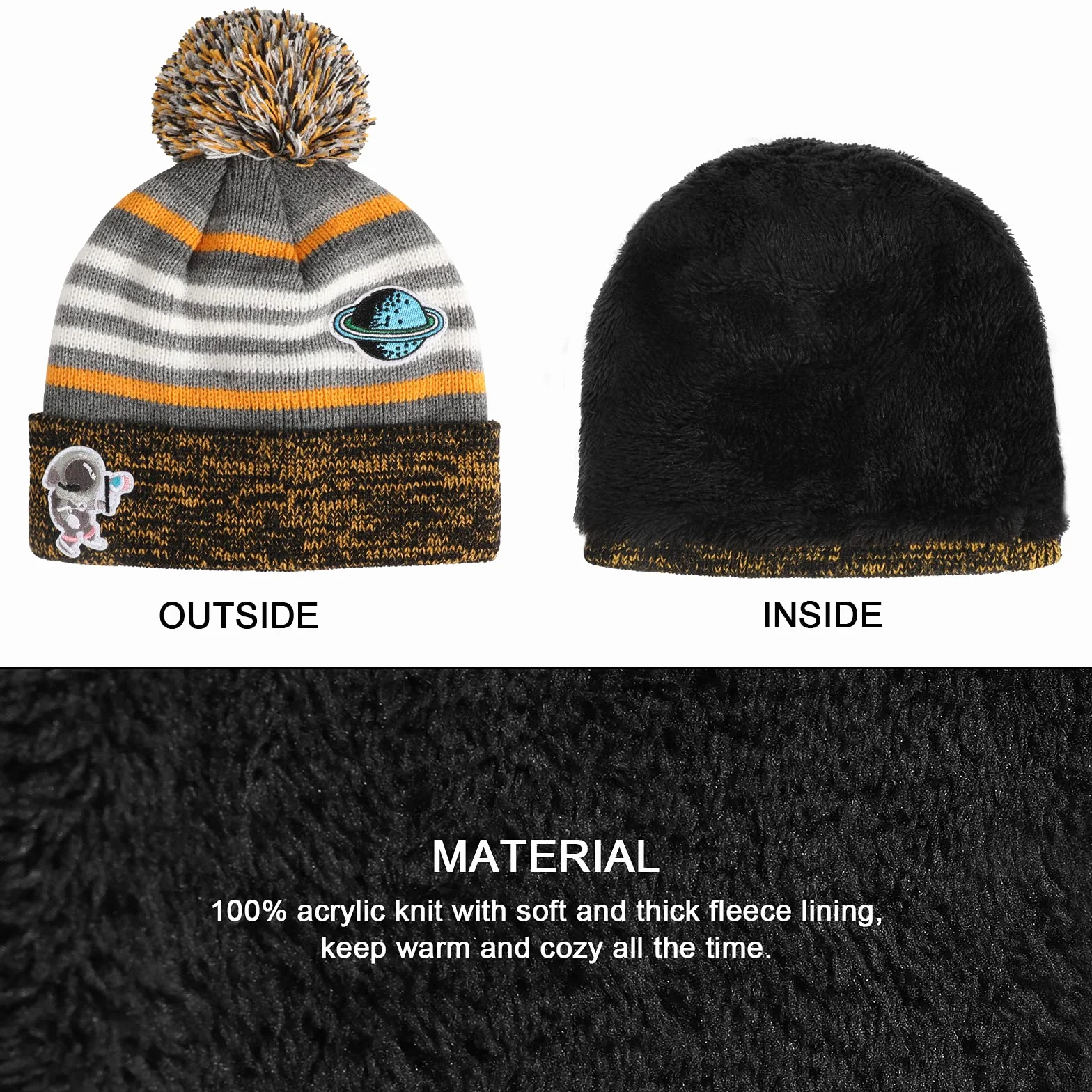 TAGVO 3in1 Invierno Set de Bufanda, Gorro y Guantes para niños, Tejido térmico, 3-6 años