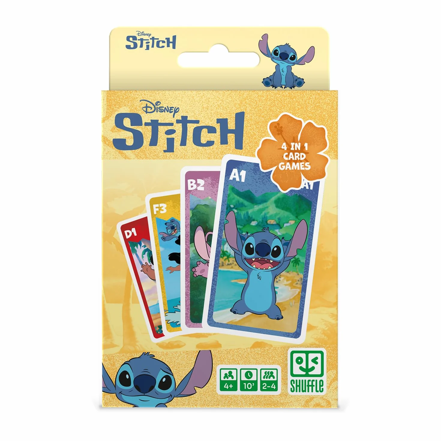 Juego de Cartas 4 en 1 Stitch Disney Lilo & Stitch – 7 Familias, Batalla, Memo y Acción para Niños a Partir de 4 Años