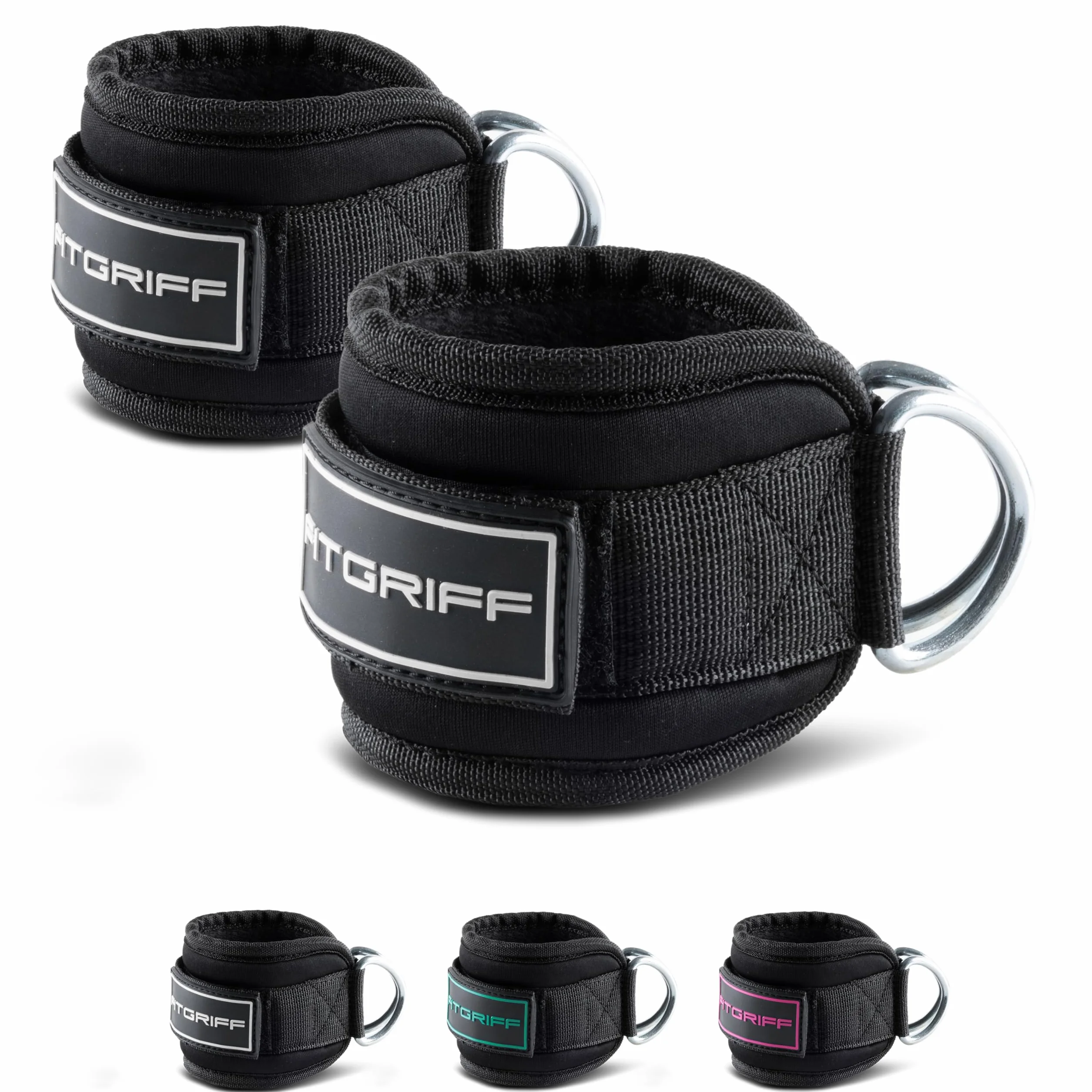 Fitgriff Tobilleras Poleas Gym V3 (2 Piezas) - Correas Tobillo Gimnasio para Patadas Gluteos, Fitness
