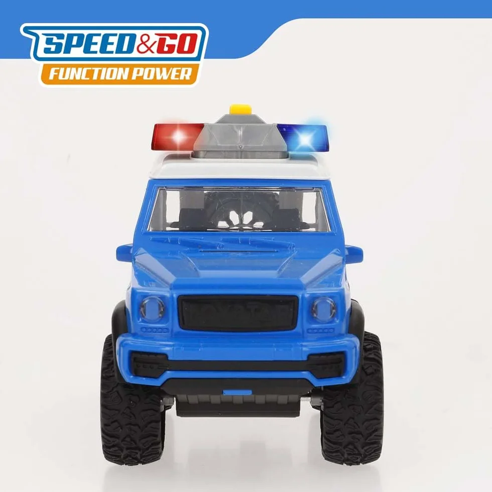 ColorBaby Speed & Go Coche policía Juguete, con Luces y Sonidos, Puertas Apertura Manual, Sistema de fricción, Escala 1:16, para niños a Partir de 3 años (39053)