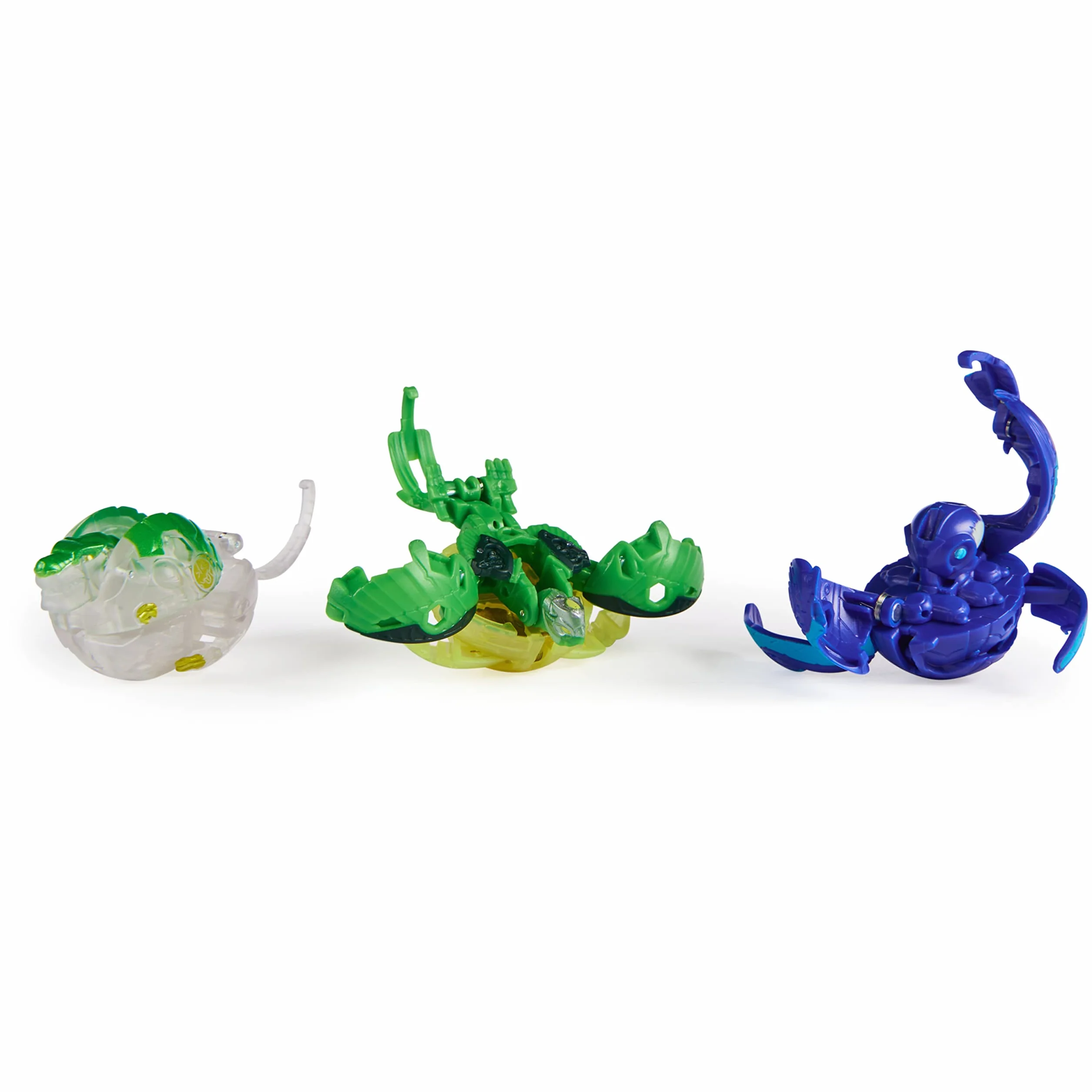 Bakugan Paquete de 3 Unidades Iniciación Ventri Octogan Trox Figuras Acción Giratorias Personalizables Tarjetas