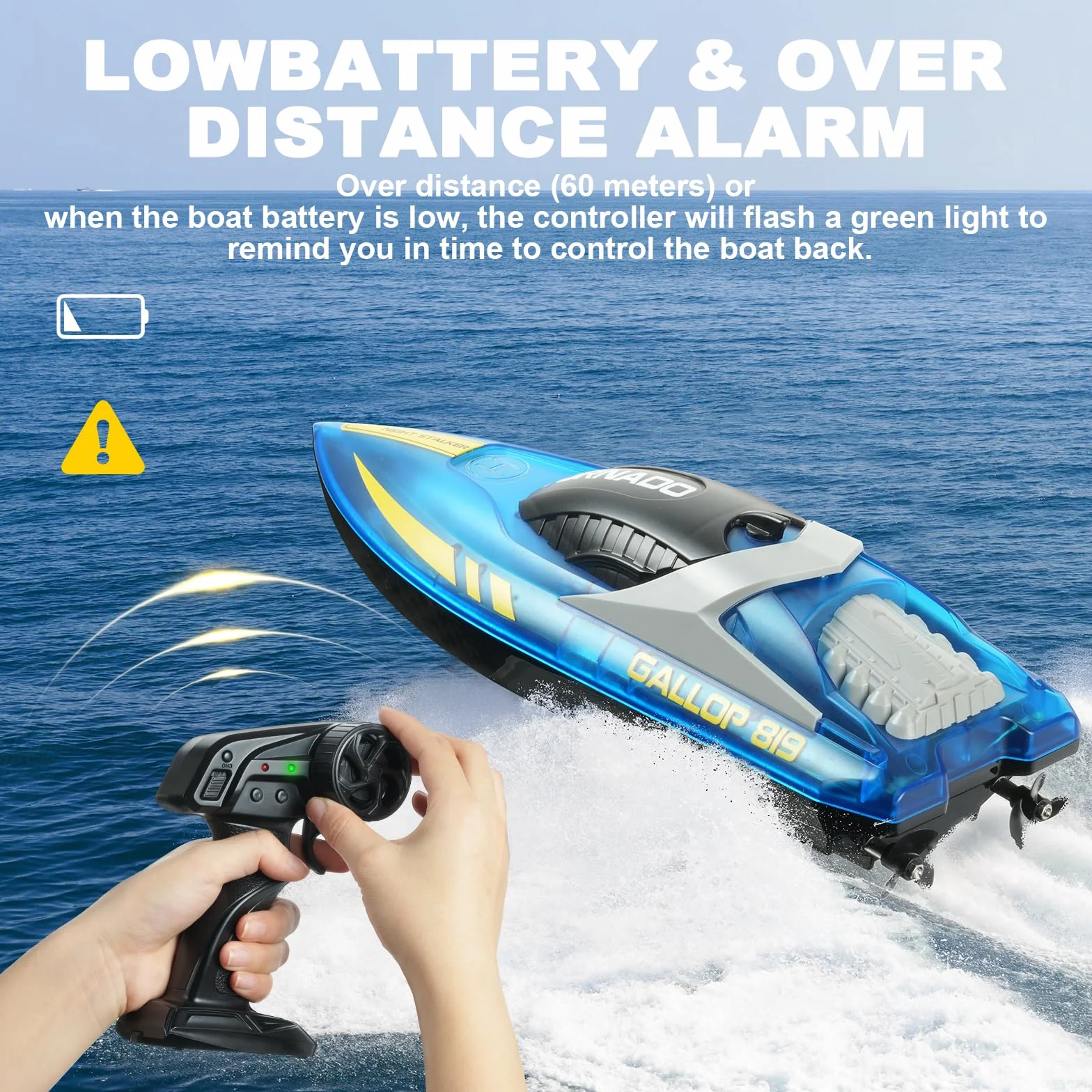 HOTUT Barco Teledirigido, 2.4GHZ Barco de Control Remoto con 2 Baterías Recargables, Luces LED, para Regalo para Niños,Niñas y Adultos