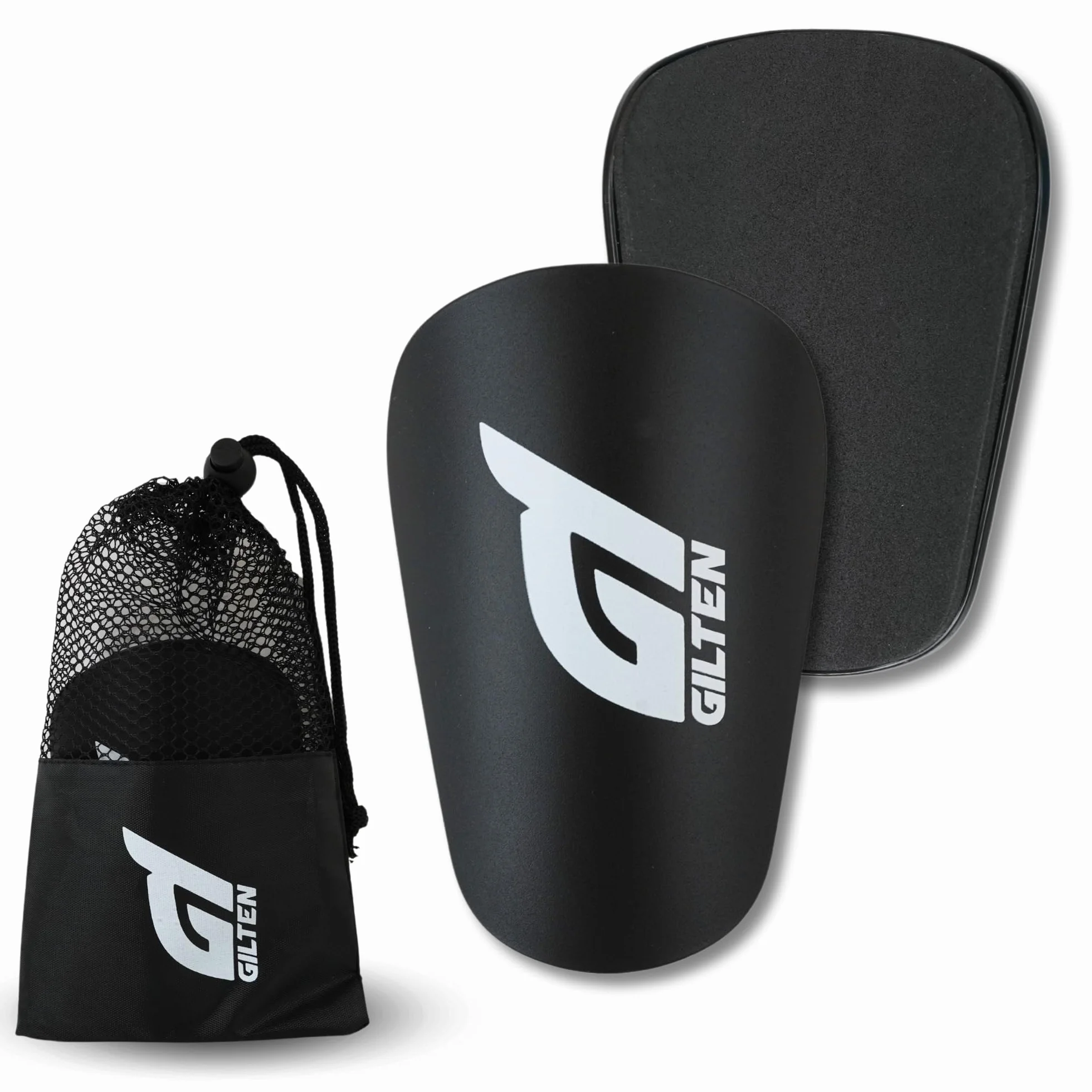 Espinilleras Fútbol con Bolsa Deportiva de Almacenamiento para Niño, Niña, Hombre y Mujer