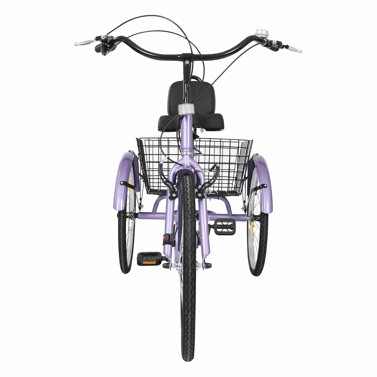 Triciclo de 7 velocidades para adultos,Triciclo adulto,Triciclo de 24 pulgadas,Asiento ajustable,7 velocidades Ricycle con respaldo y cesta de compras y cerradura,Freno delantero en V, freno de