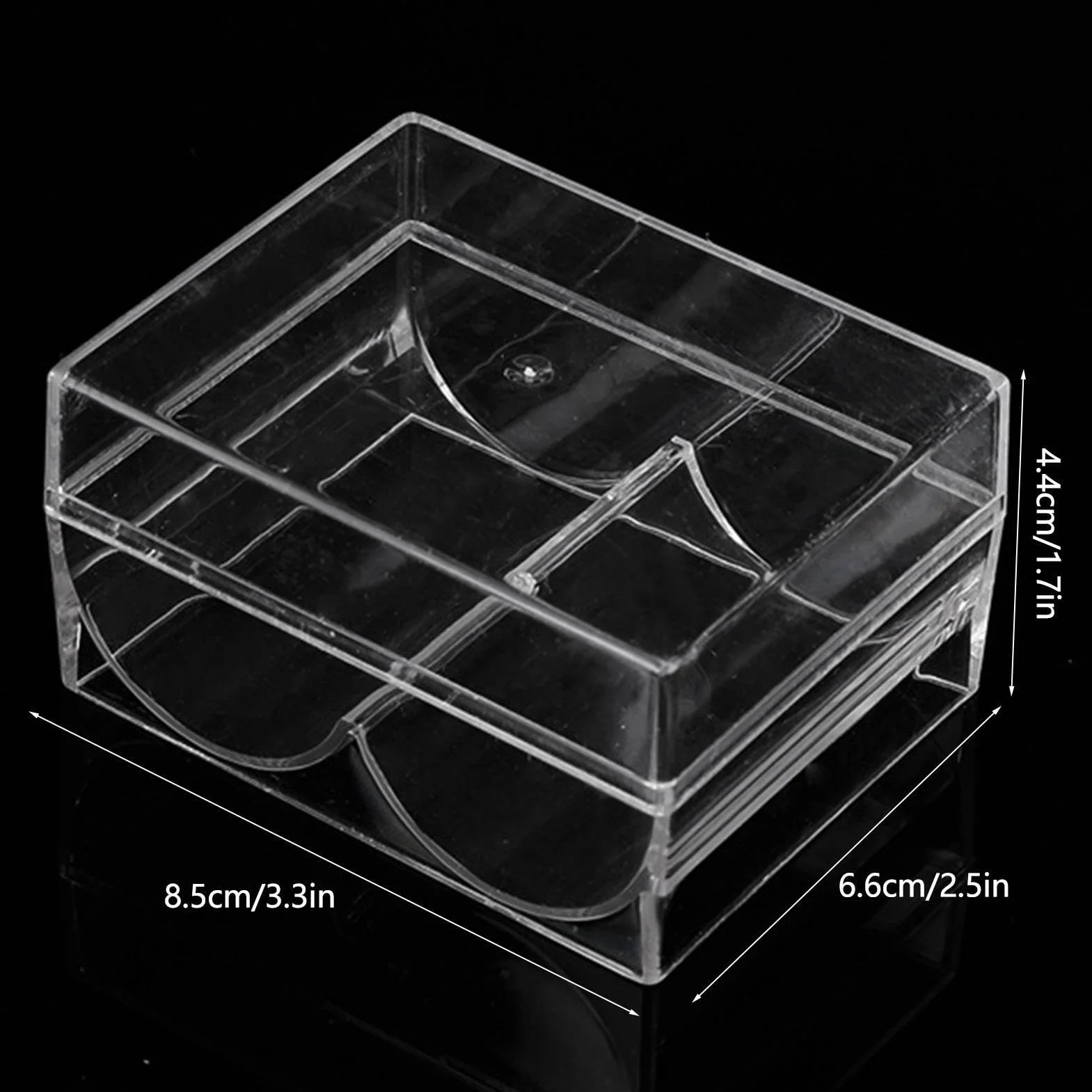 Bandeja de almacenamiento de fichas – Soporte para 40 fichas de póquer de tamaño estándar | Soporte de cartas de acrílico transparente reutilizable con tapa a prueba de polvo, accesorios de mesa de