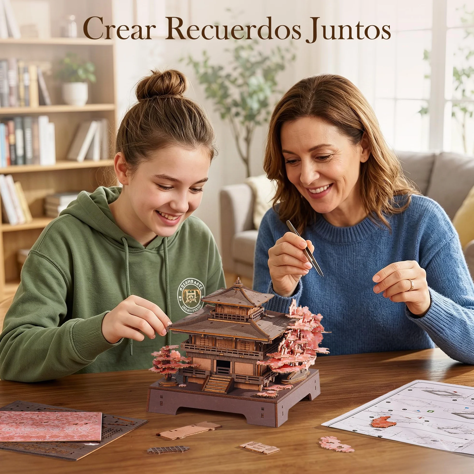 ROWOOD Puzzle 3D Adultos Madera, Maquetas para Montar Pabellón Sakura, Maquetas de Madera Japonesas para Construir, Kit DIY de Construcción, Regalo Manualidades y Decoración Casa
