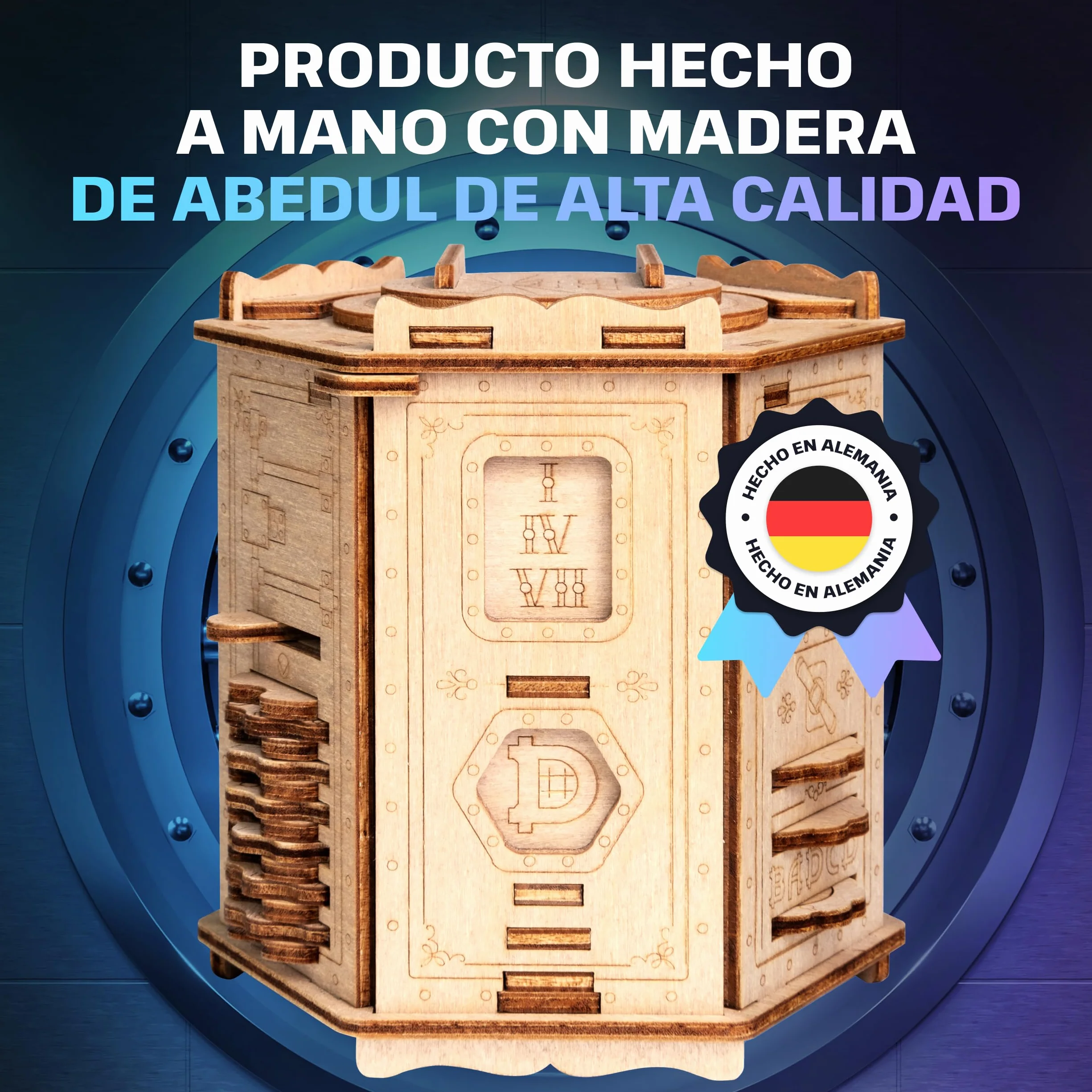 ESC Welt Fort Knox Pro - Сaja Rompecabezas de Madera con Compartimentos Ocultos para Adolescentes - Caja Secreta para Jugar en Familia - Caja Escape Room para Fanáticos de los Rompecabezas