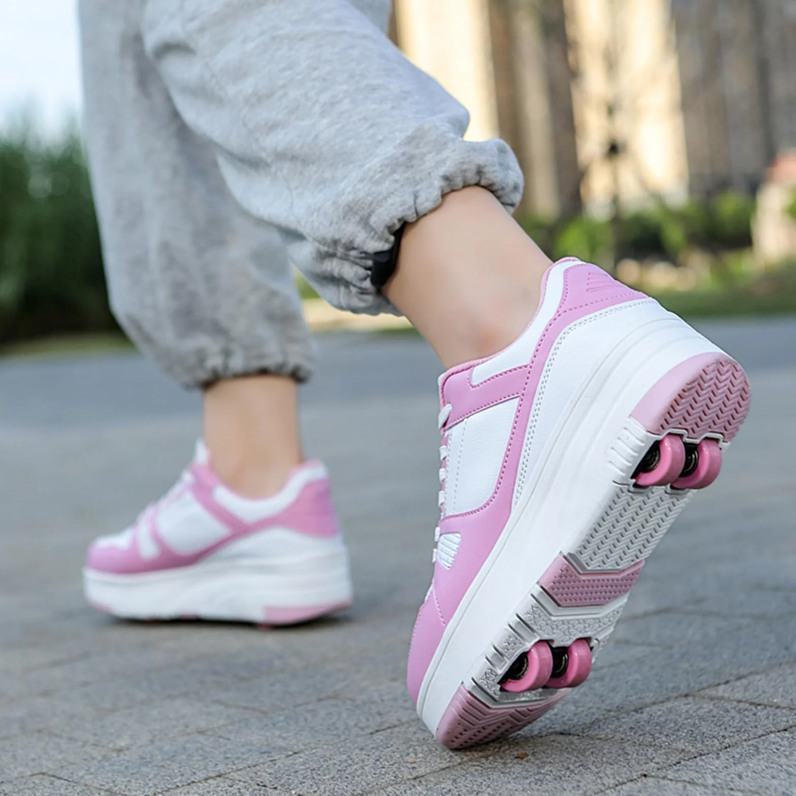 Zapatos con Ruedas 2 en 1 para Niñas y Niños, Patines Multiusos Retráctiles con 4 Ruedas