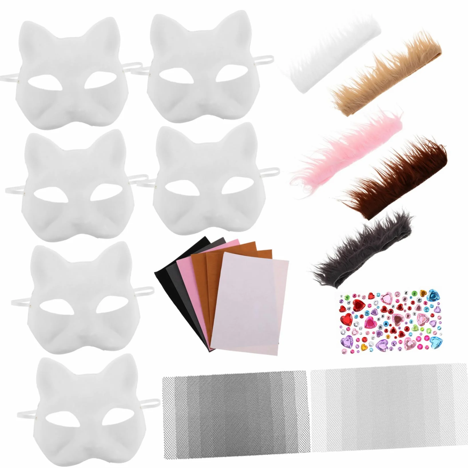 1juego white Para Pintar Con Tela De Fieltro y Malla Para Ojos Para Cosplay y Fiestas De Halloween Actividad Creativa Para Mascotas
