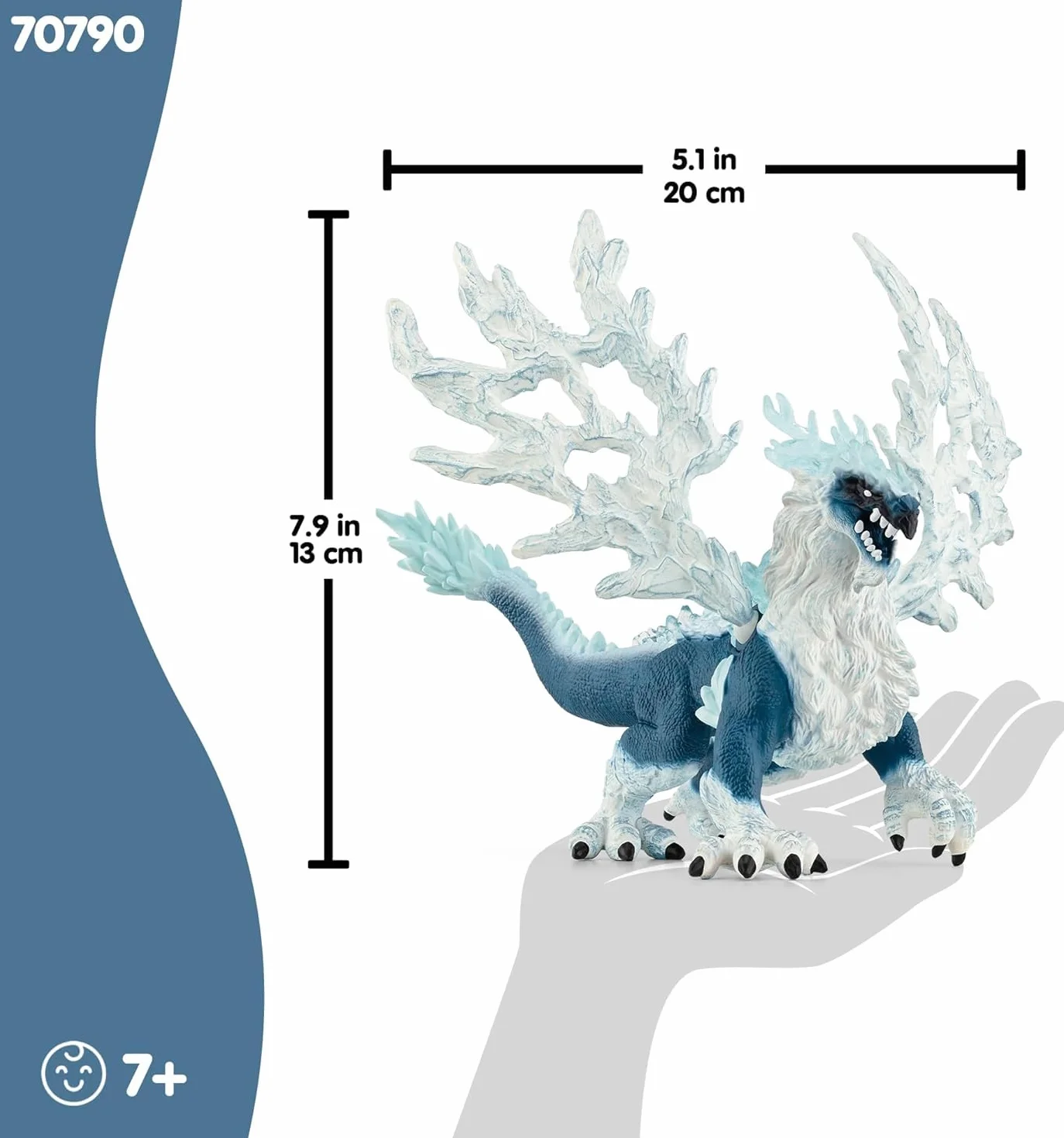 Schleich ELDRADOR Creatures | Dragón de Hielo 70790 | Figura de Monstruo con alas móviles y Elementos Transparentes | Regalo para niñas y niños | Juguete a Partir de 7 años | 20 x 15 x 13 cm