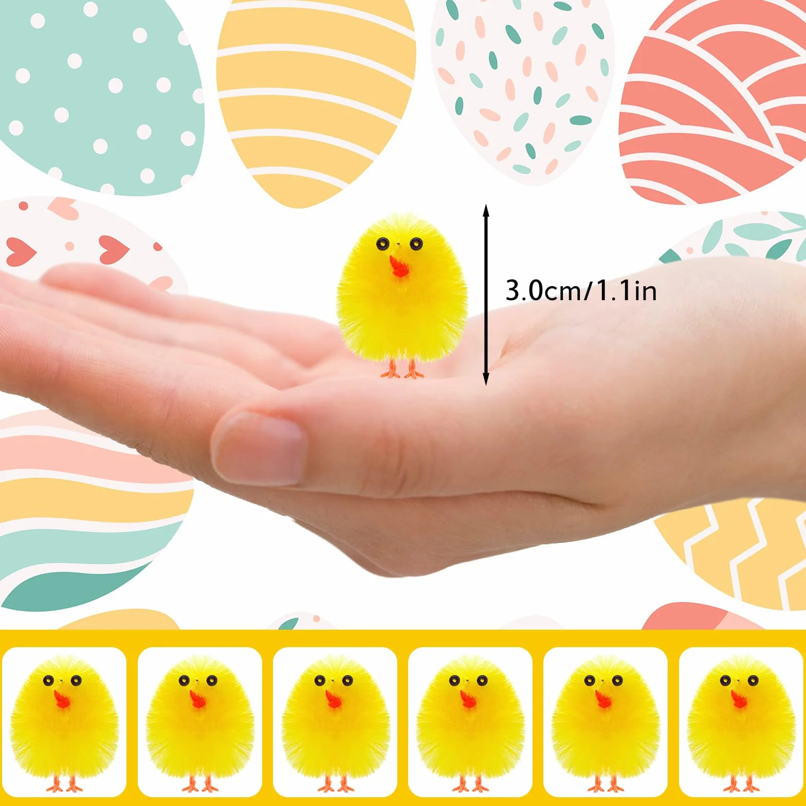 PLULON 36 Piezas Pollitos Amarillos de Pascua, Pollitos Esponjosos de Felpa para Decoración de Huevos, Fiestas de Búsqueda de Huevos y Detalles de Pascua
