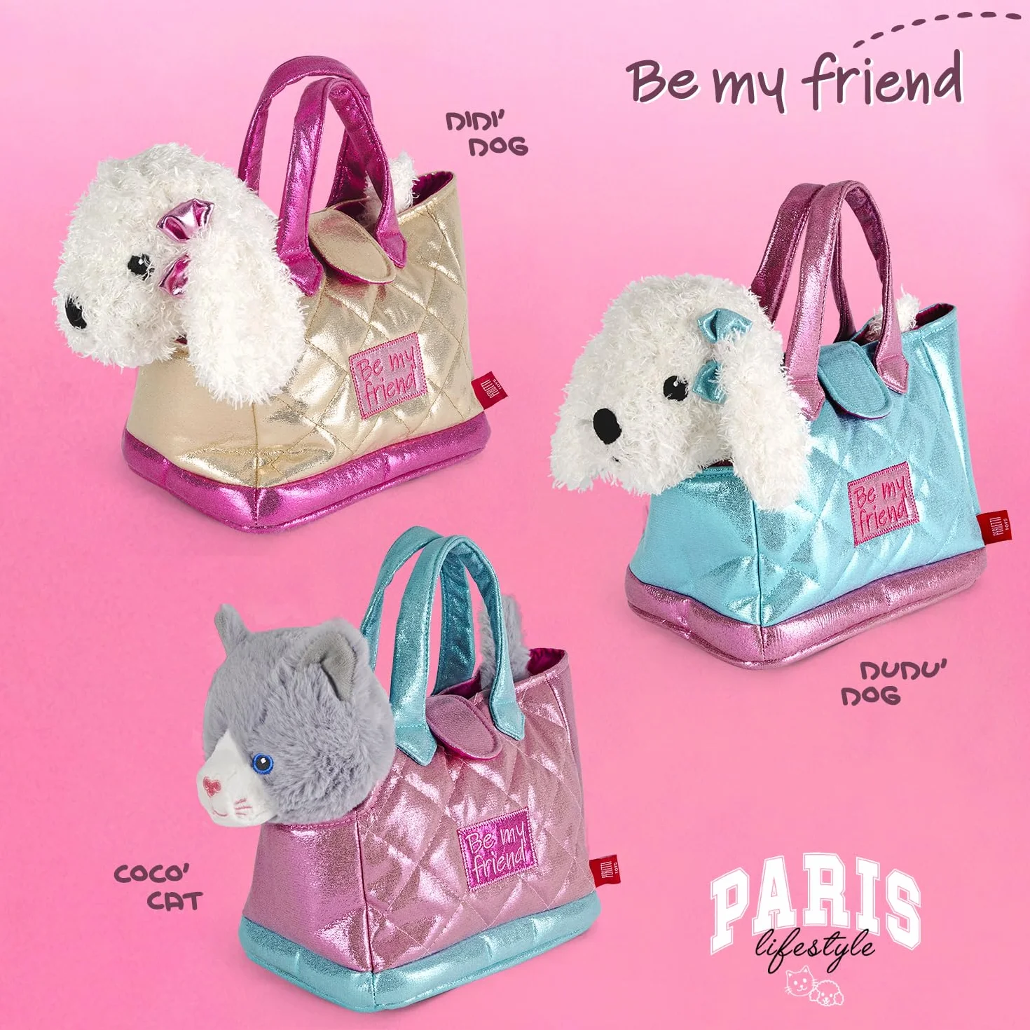 PERLETTI Bolso Niña con Peluche Extraíble 30x15x20cm Multicolor Suave Ligera