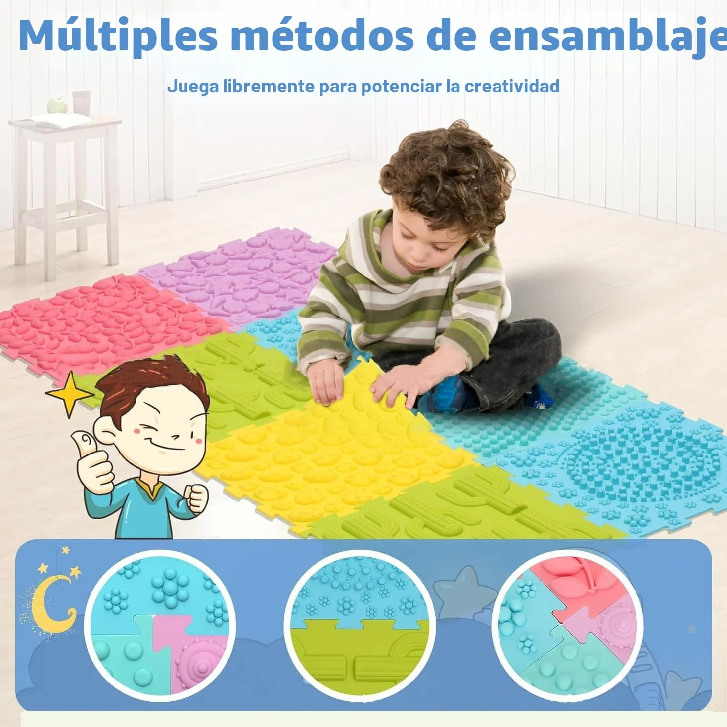 Tapete de Juego Ortopédico de Rompecabezas de Masaje, Entrenamiento Sensorial Texturizado para Niños y Adultos