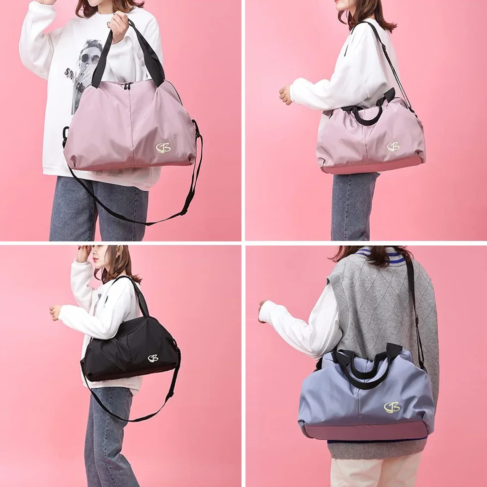 Bolsa Deporte Mujer Pequeña Impermeable con Bolsillo Húmedo, Mochila Gimnasio Viaje, Negro