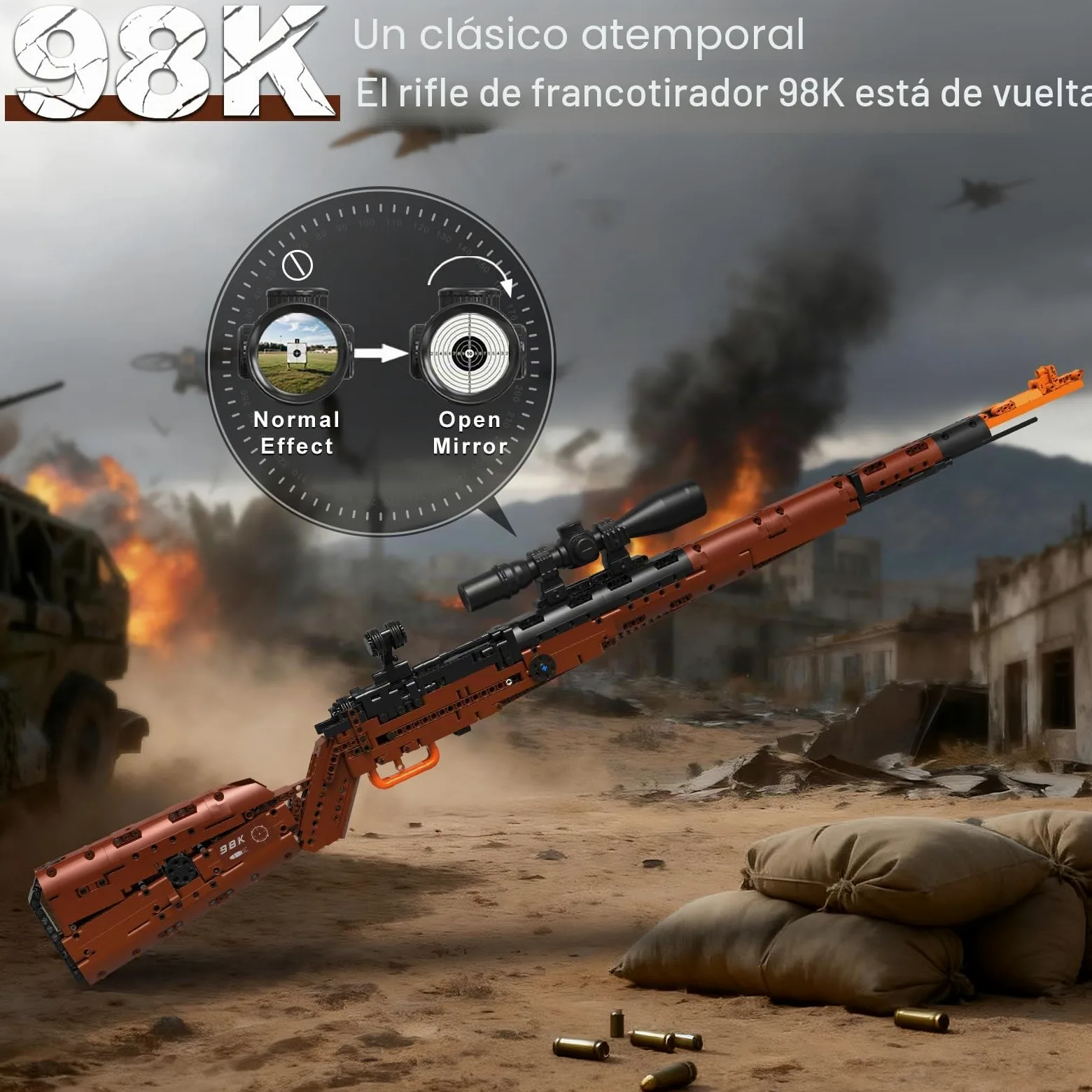 Sosuy Kar98k Fusil Bloques de Construcción, Pistola Armas Modelo Realista Disparable DIY 1025 Piezas para Adultos y Adolescentes 8+, Colección Militar para Aficionados, Regalo para Hombres y Niños